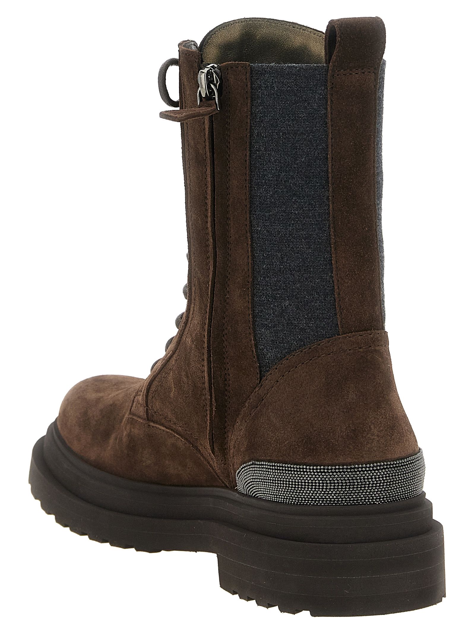 Calfskin Lace-Up Women's Boots - Brunello Cucinelli - Modalova