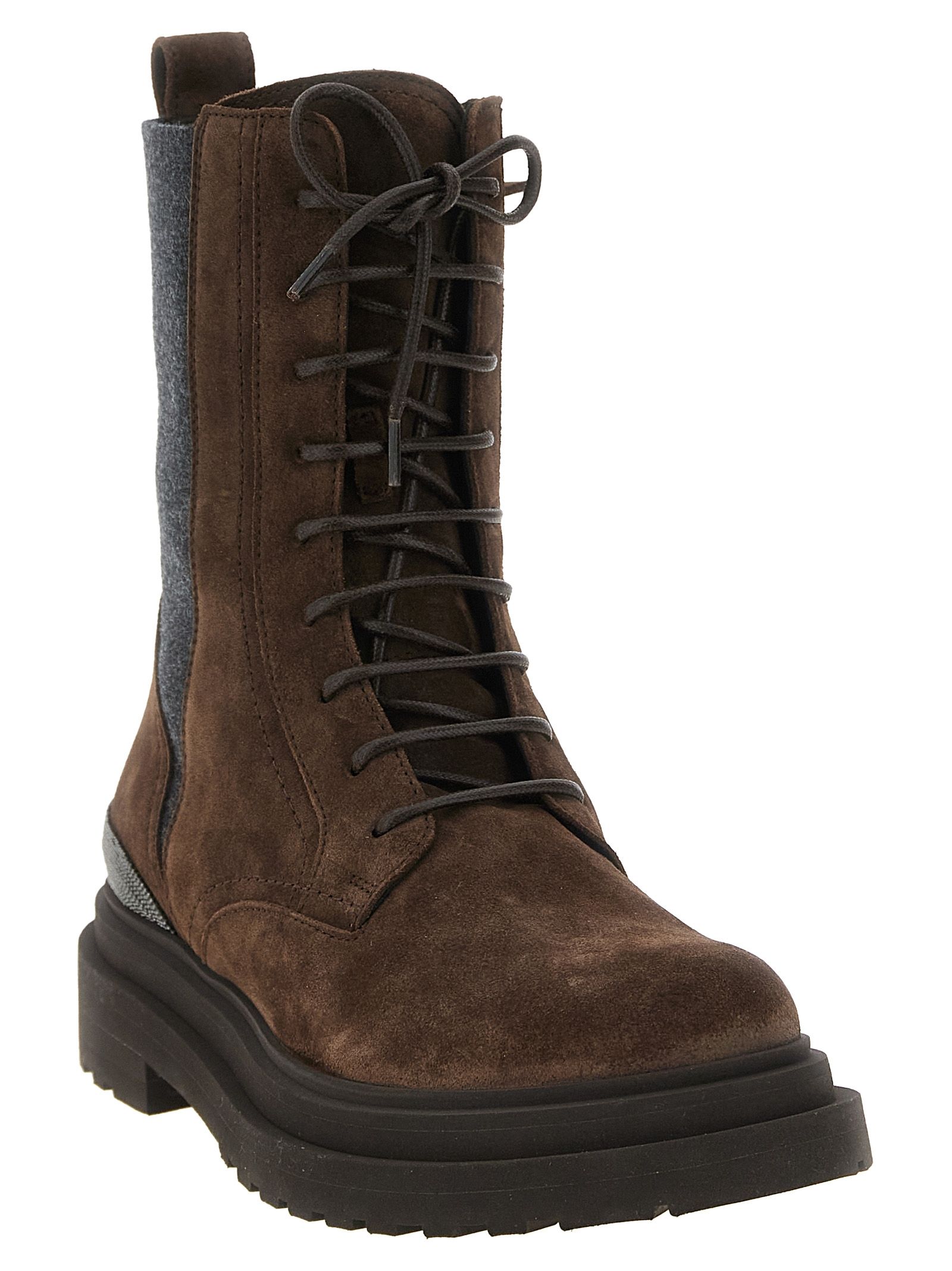 Calfskin Lace-Up Women's Boots - Brunello Cucinelli - Modalova