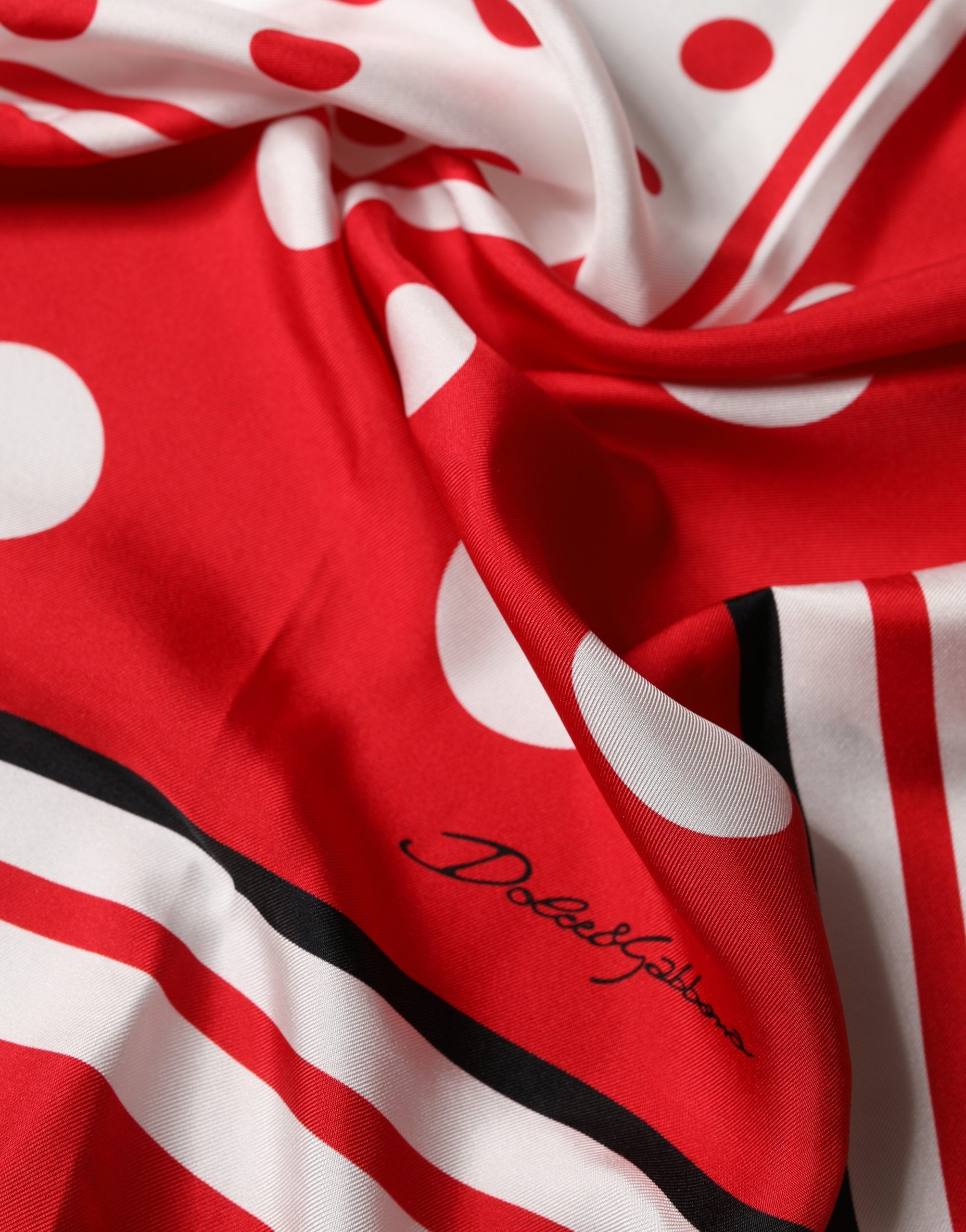 Red Polka Dot Print Silk Square Foulard Women's Scarf (Pre-Owned) - Dolce & Gabbana - Modalova