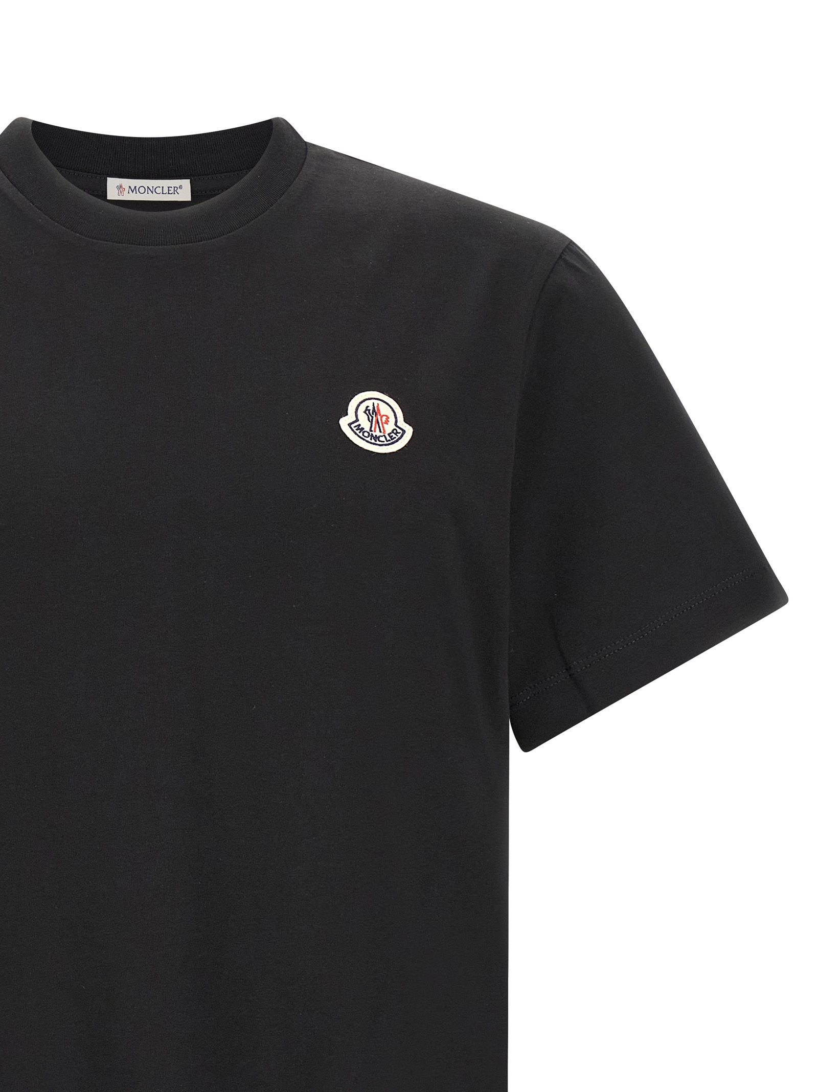 Moncler Black Cotton Men's T-Shirt - Moncler - Modalova