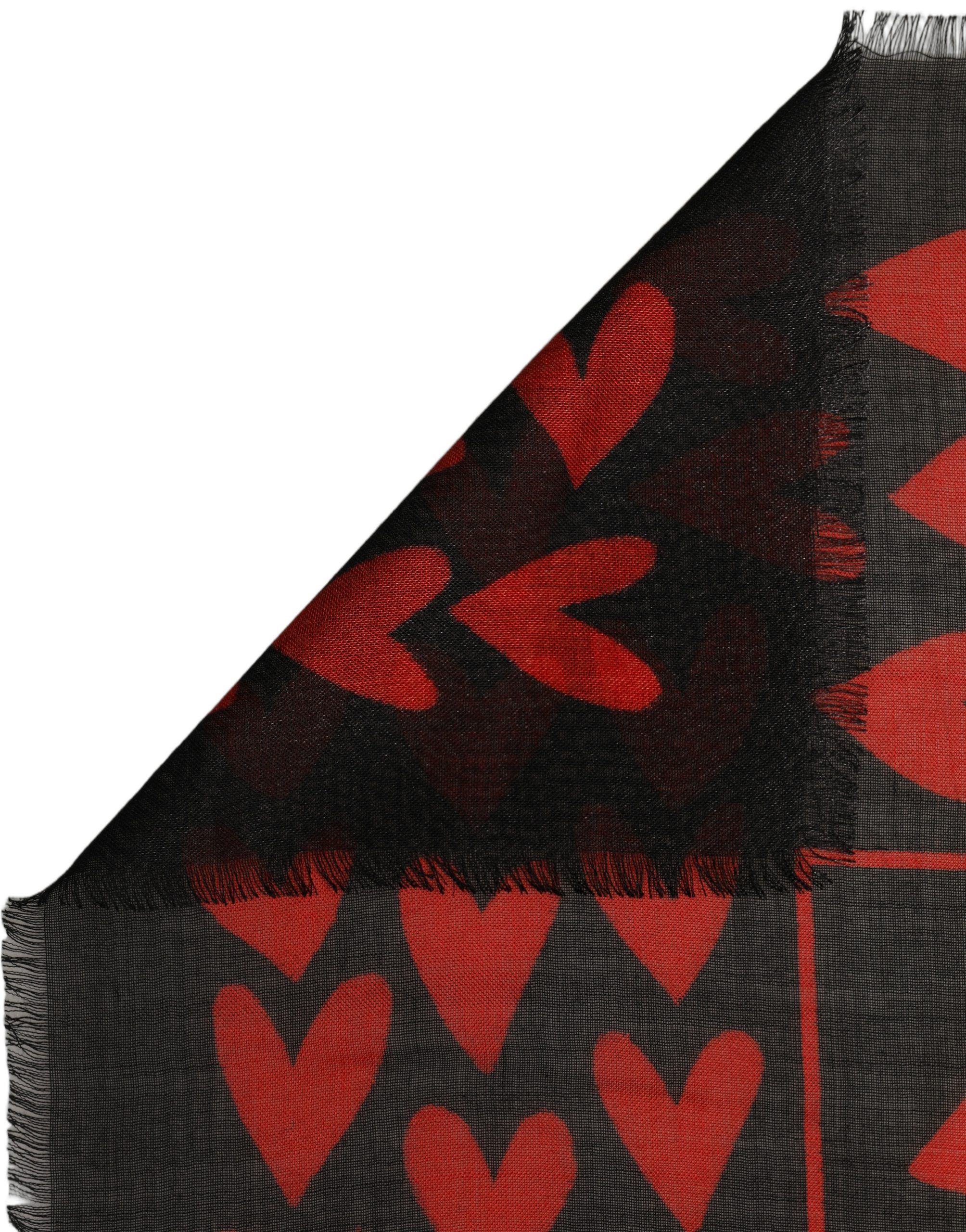 Black Red Cashmere Hearts Print Stole Women's Scarf - Dolce & Gabbana - Modalova
