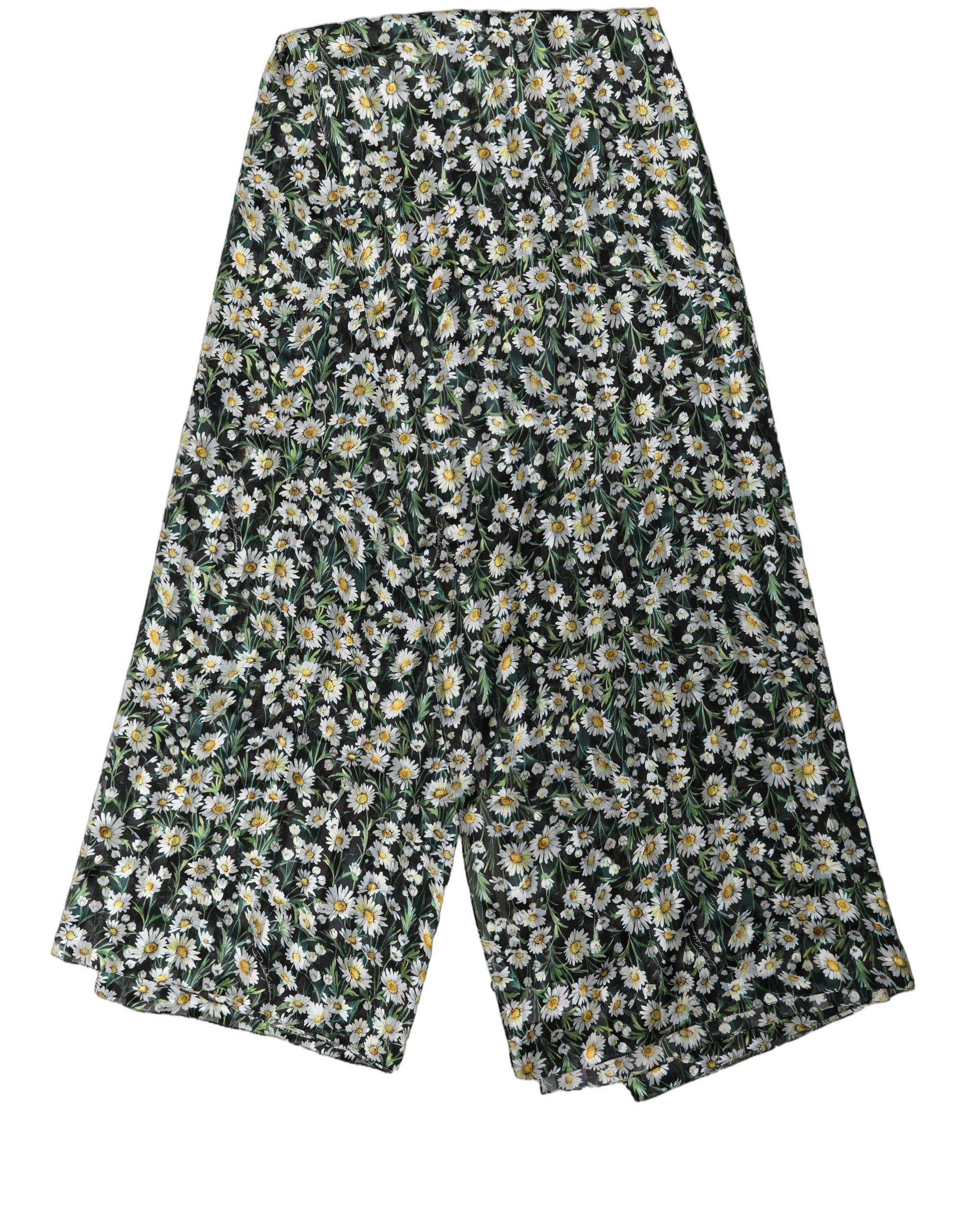 Black Silk Daisy Chiffon Long Stole Women's Scarf - Dolce & Gabbana - Modalova