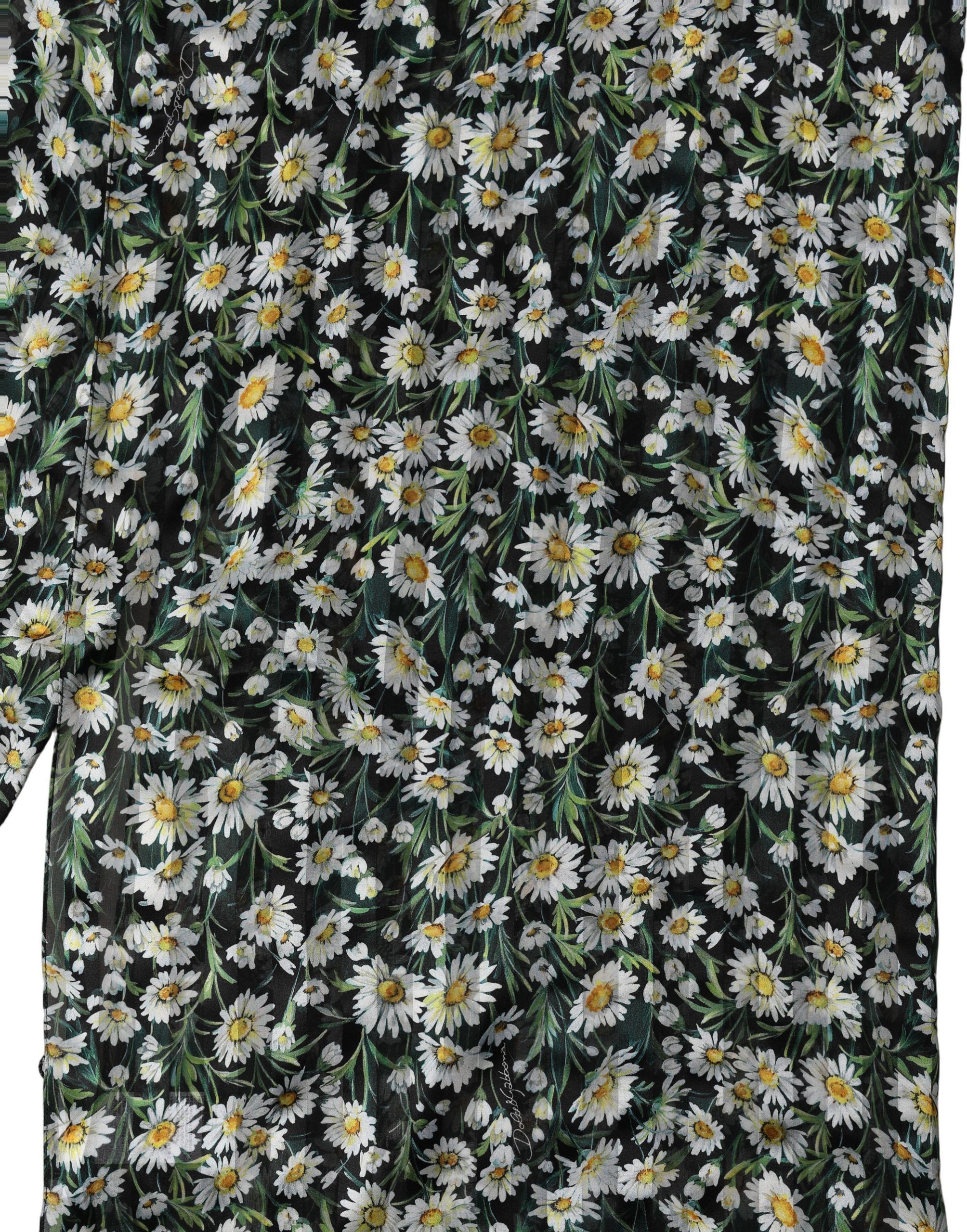 Black Silk Daisy Chiffon Long Stole Women's Scarf - Dolce & Gabbana - Modalova