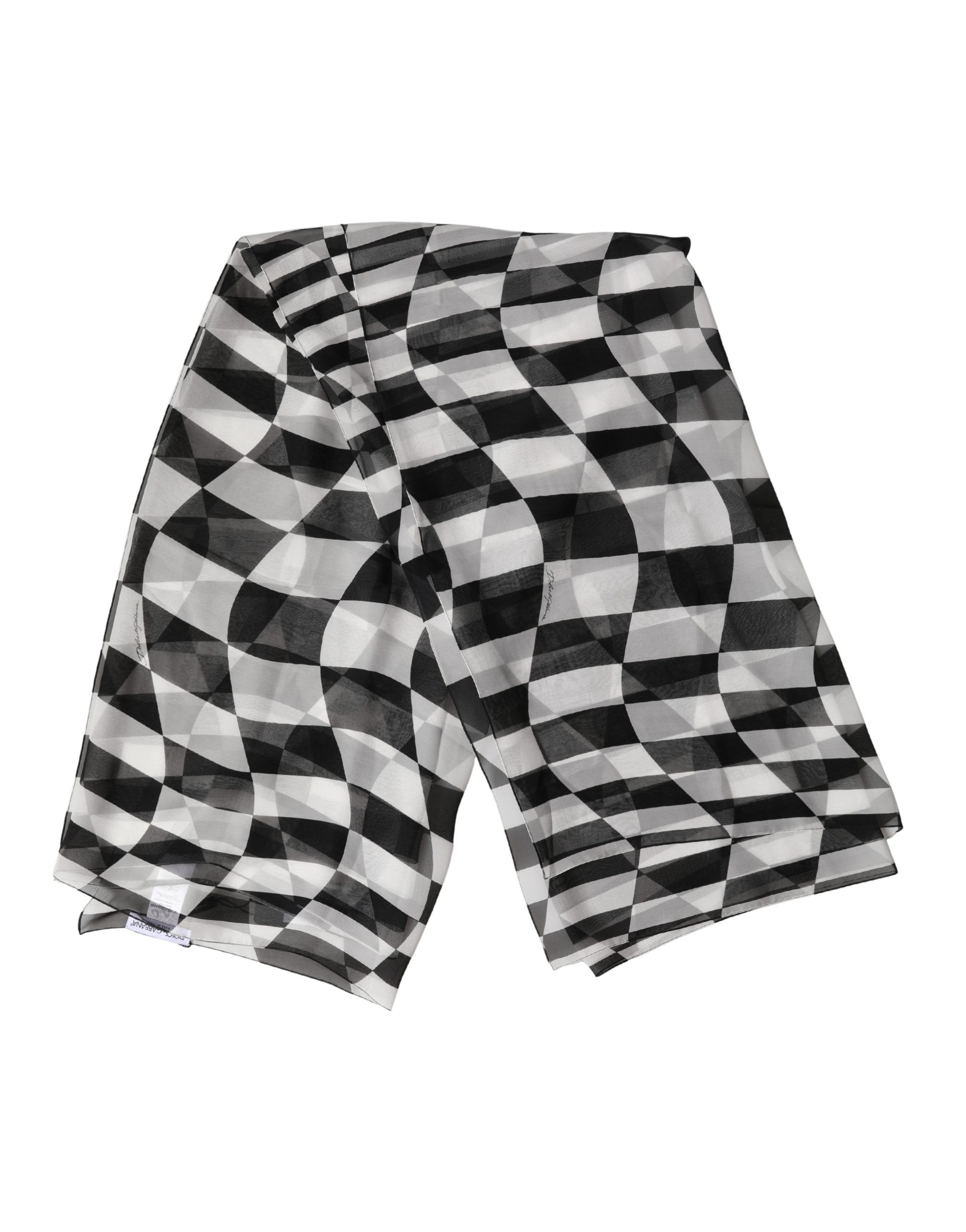 White Black Checkered Silk Foulard Women's Scarf - Dolce & Gabbana - Modalova