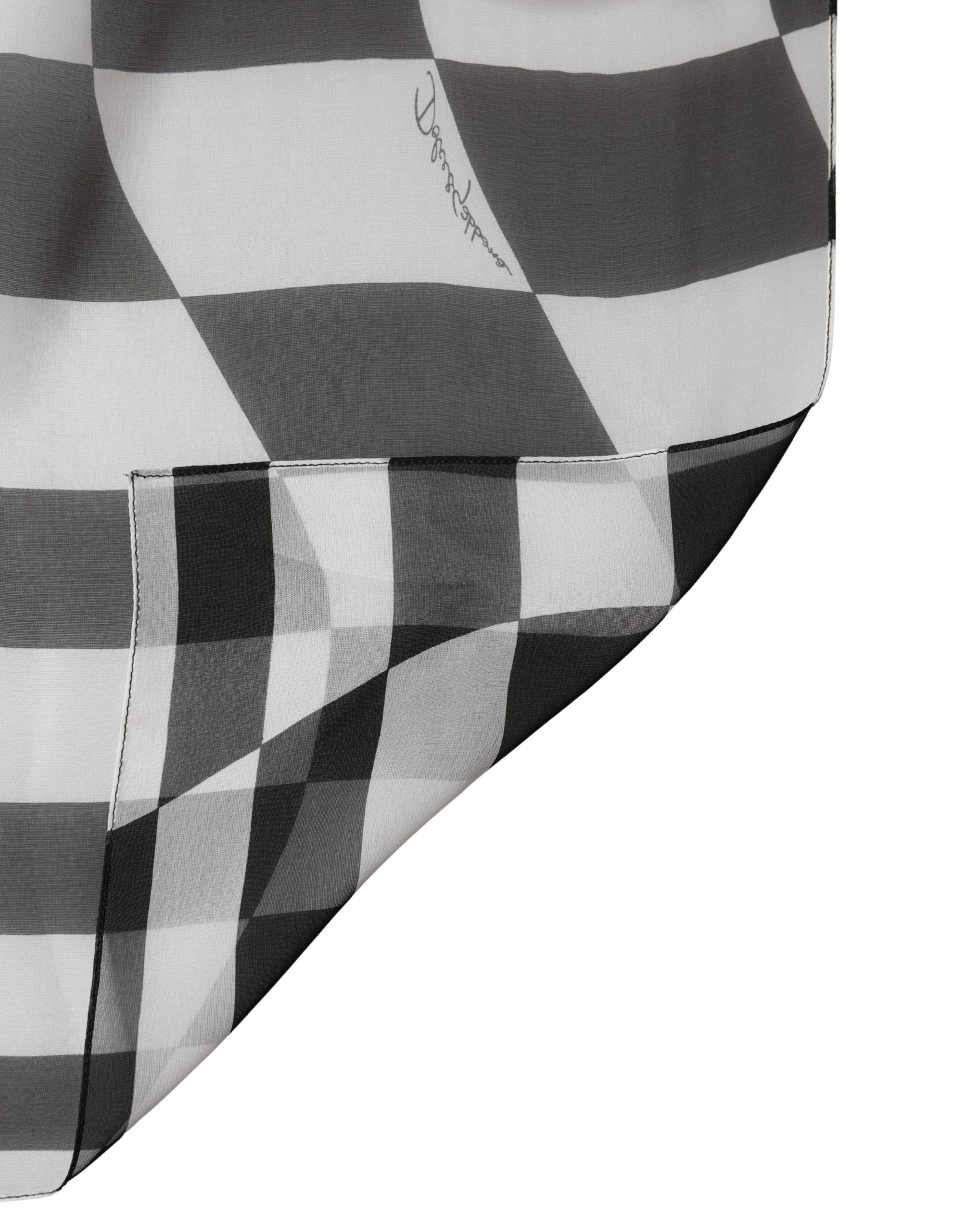 White Black Checkered Silk Foulard Women's Scarf - Dolce & Gabbana - Modalova