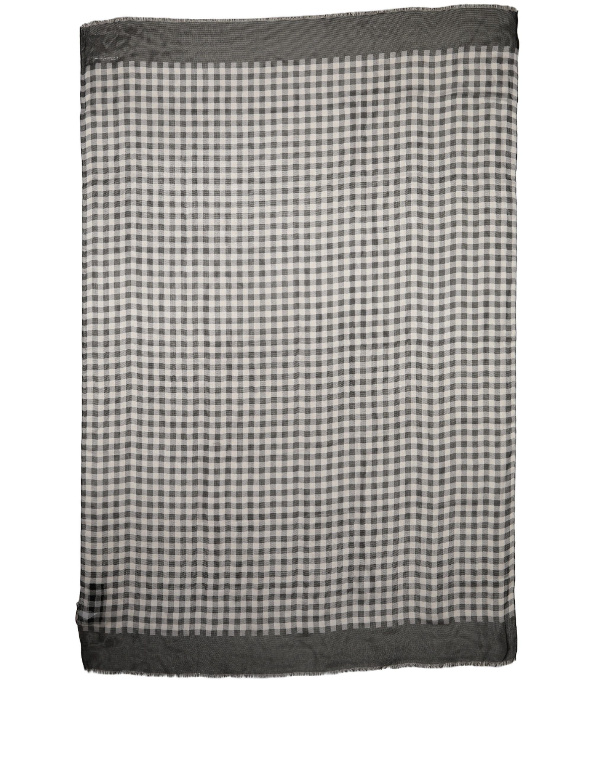 Black White Napoli Silk Gingham Shawl Women's Scarf - Dolce & Gabbana - Modalova
