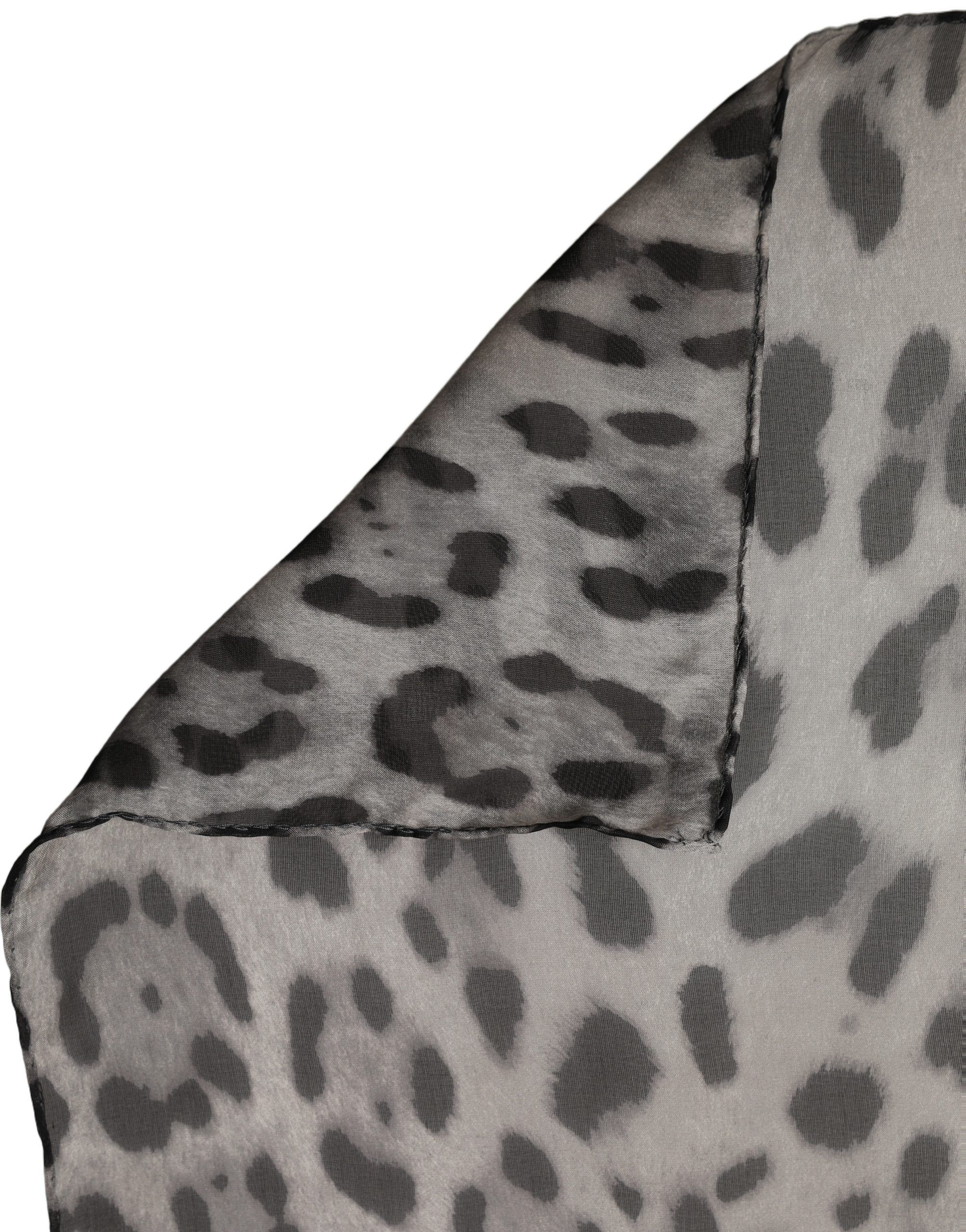 Gray Leopard Print Silk Square Foulard Women's Scarf - Dolce & Gabbana - Modalova