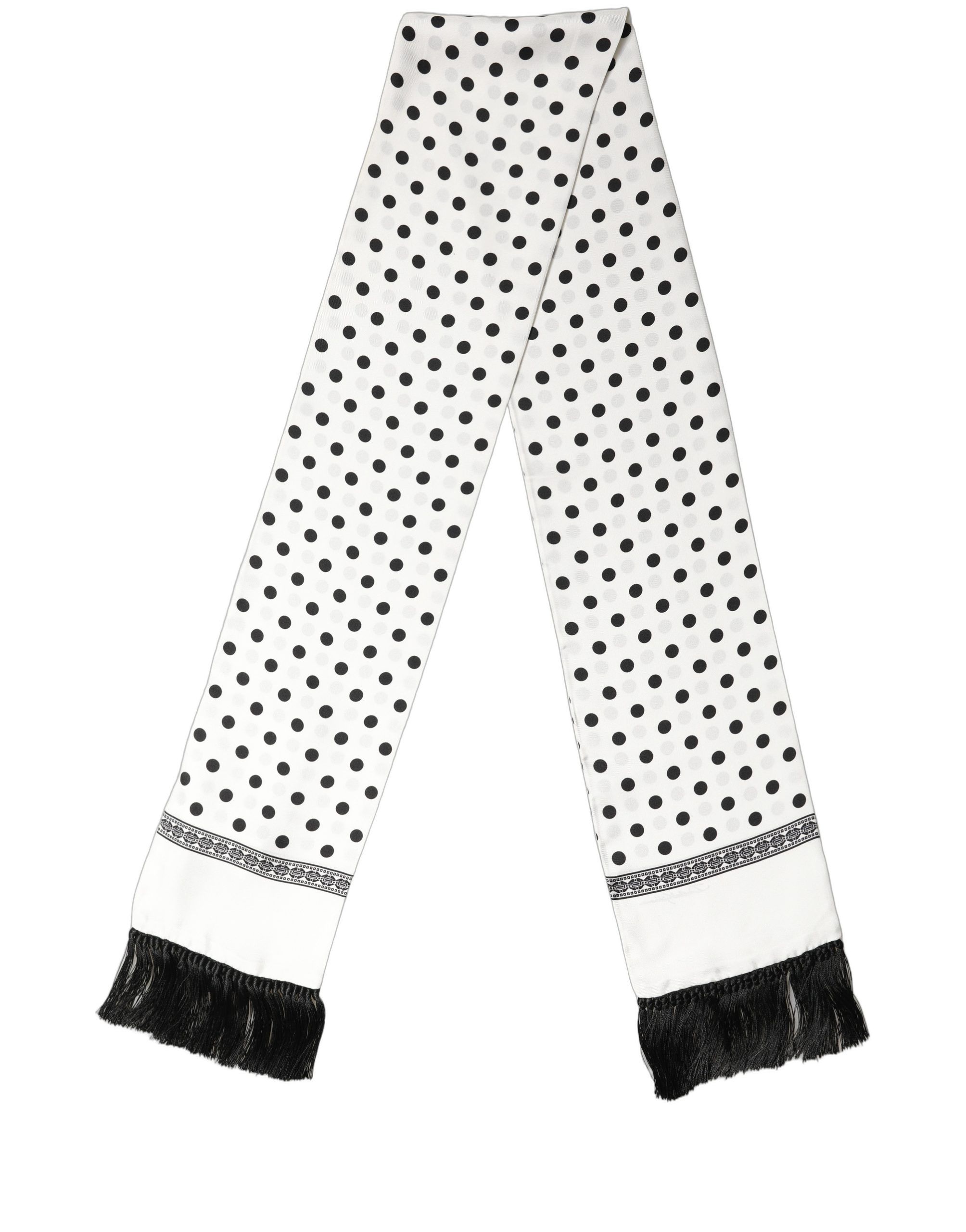 White Black Polka Dot Fringed Shawl Women's Scarf - Dolce & Gabbana - Modalova