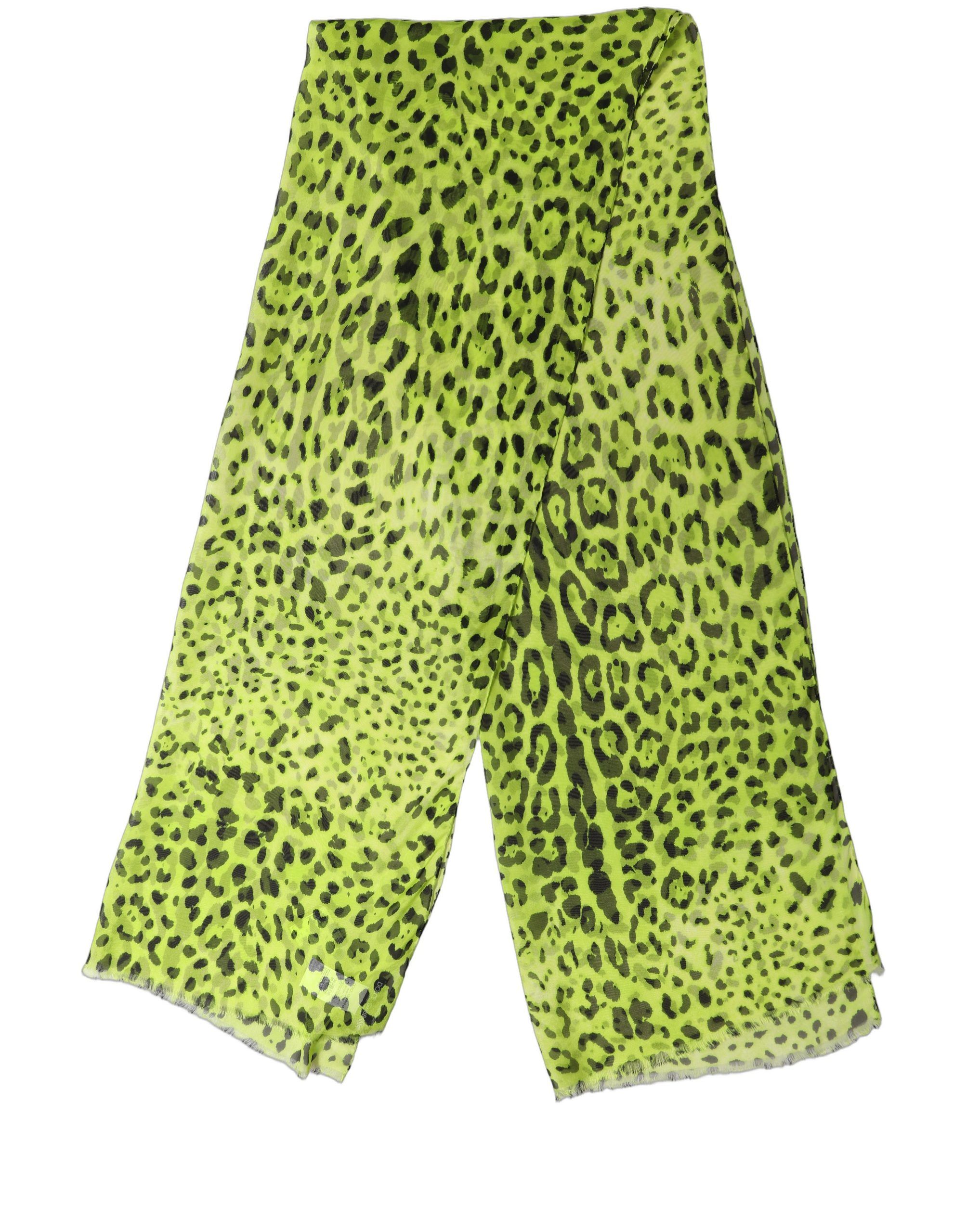 Green Leopard Print Silk Shawl Stole Women's Scarf - Dolce & Gabbana - Modalova