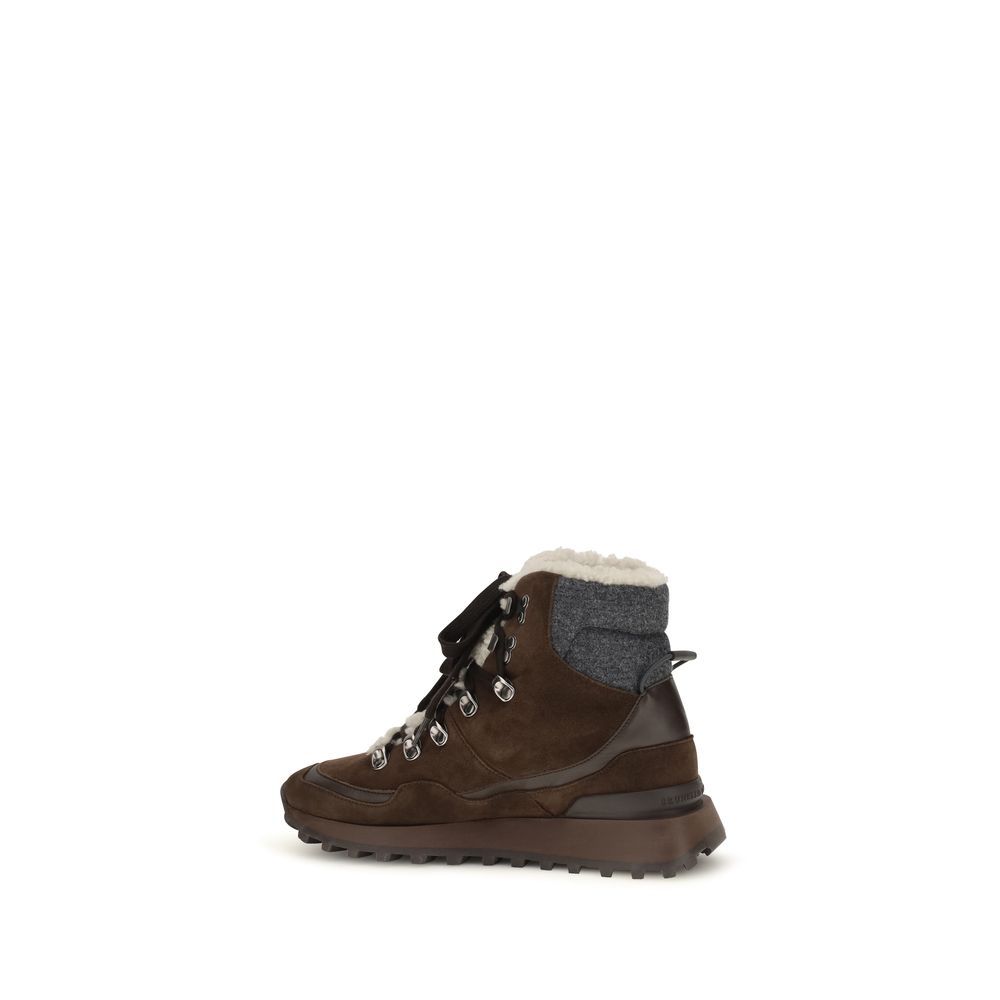 Suede Leather Lace-Up Women's Boots - Brunello Cucinelli - Modalova