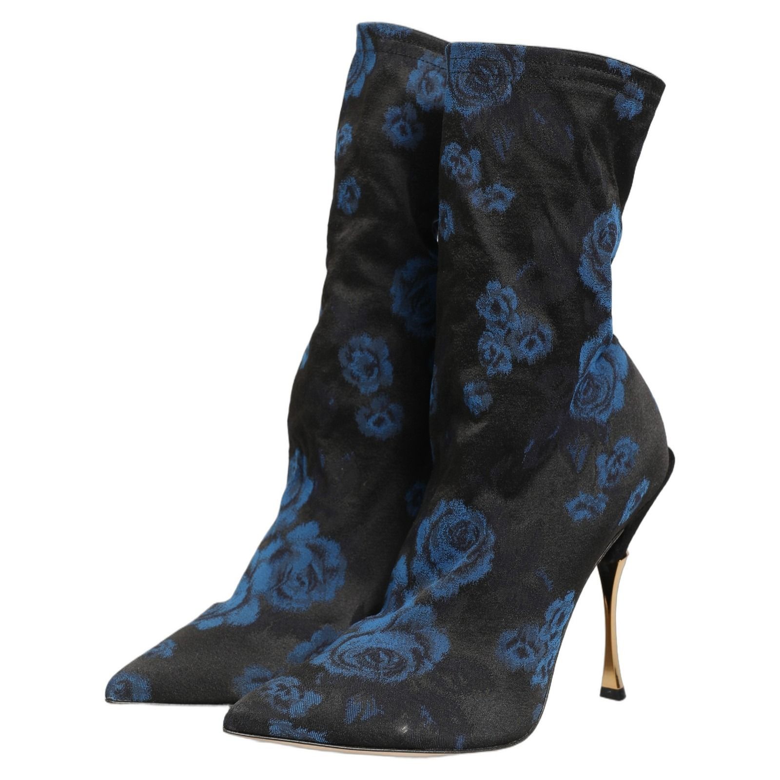 Black Blue Floral Stretch Sock Boots Women's Shoes - Dolce & Gabbana - Modalova