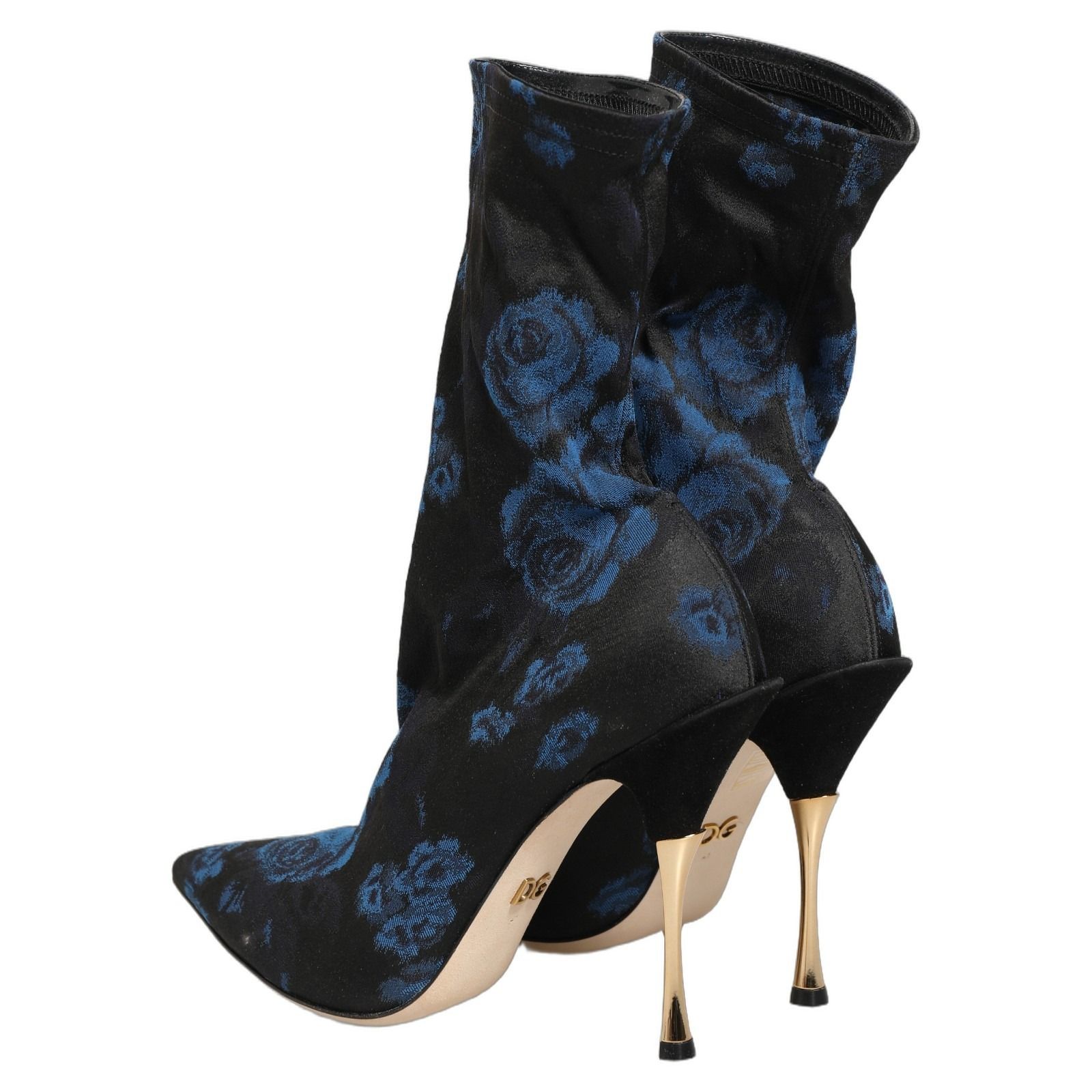 Black Blue Floral Stretch Sock Boots Women's Shoes - Dolce & Gabbana - Modalova