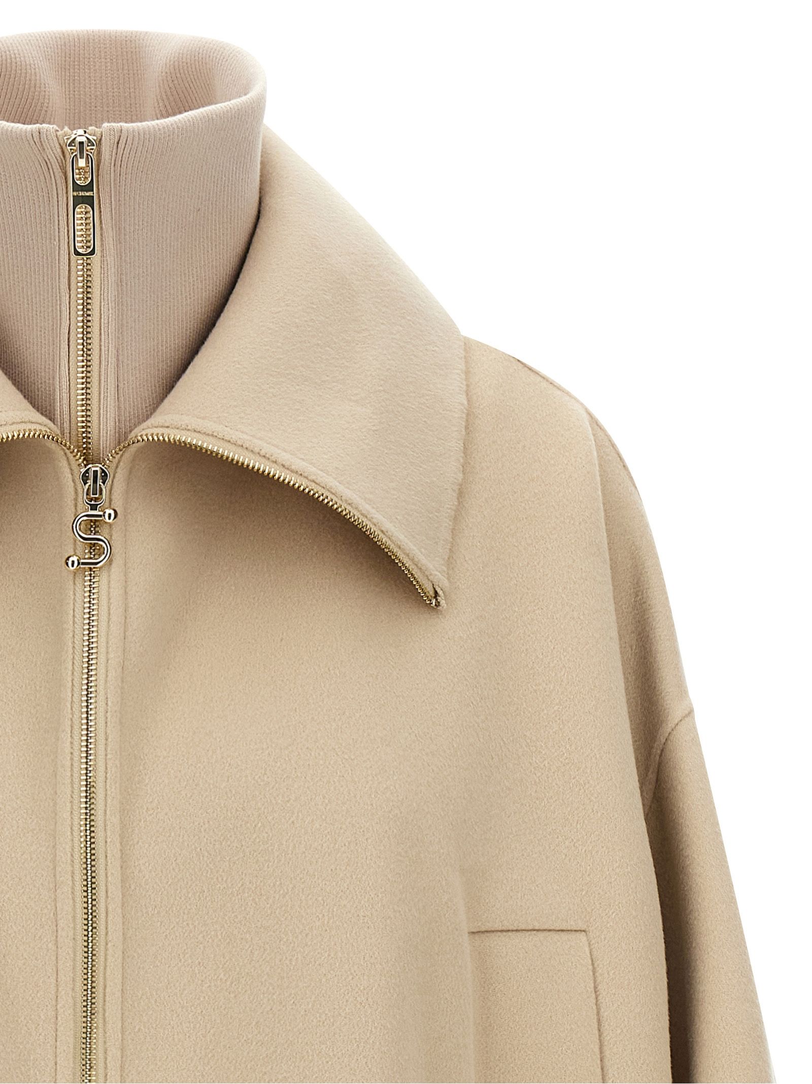 Sportmax Beige Wool Women's Bomber - Sportmax - Modalova