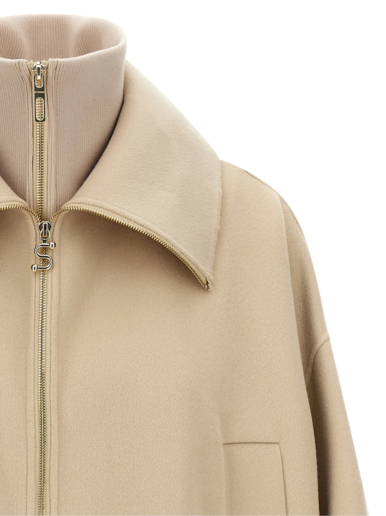 Sportmax Beige Wool Women's Bomber - Sportmax - Modalova