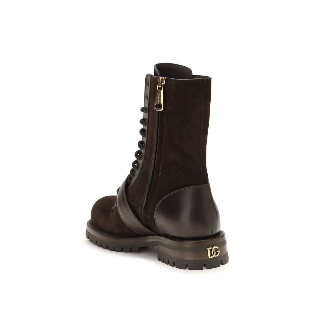 Calf Leather Bos Taurus Lace-Up Women's Boots - Dolce & Gabbana - Modalova