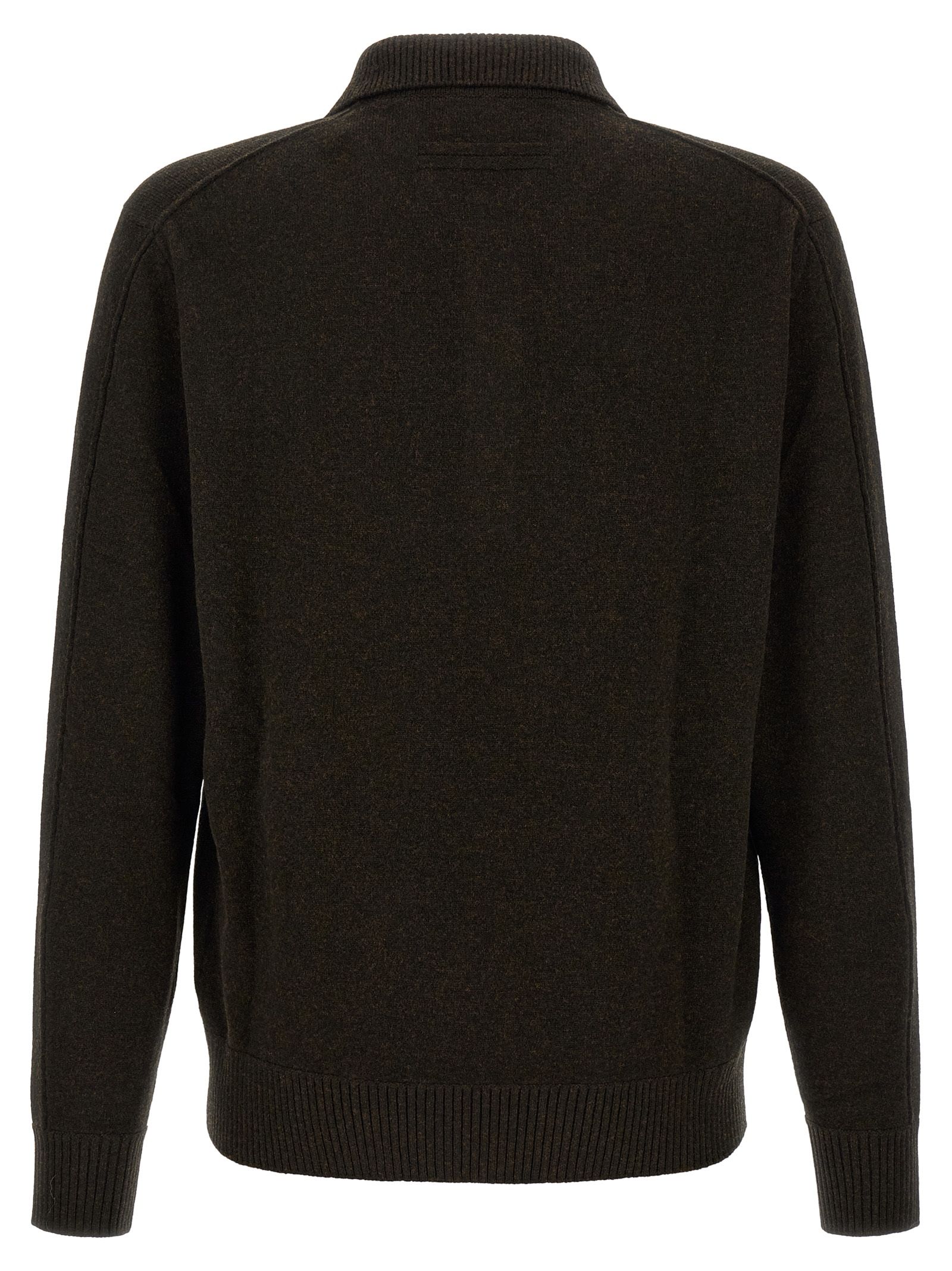 ZEGNA Brown Wool Polo Men's Shirt - ZEGNA - Modalova