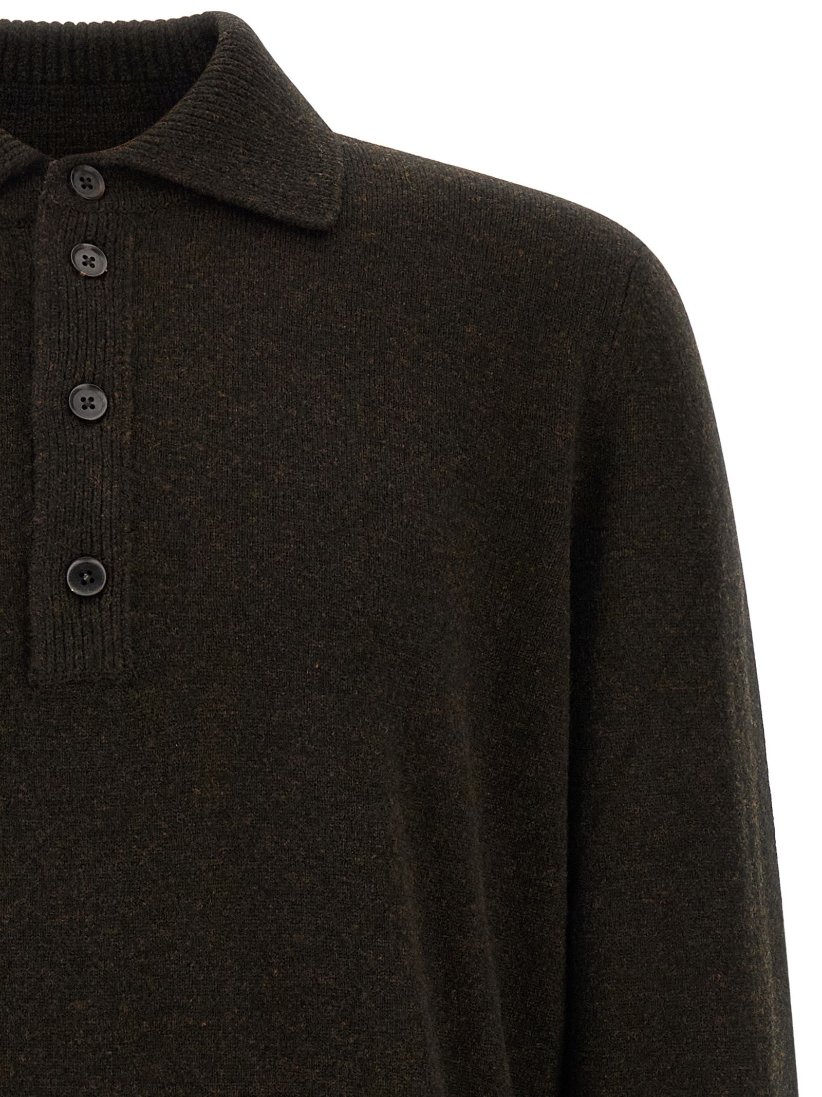 ZEGNA Brown Wool Polo Men's Shirt - ZEGNA - Modalova