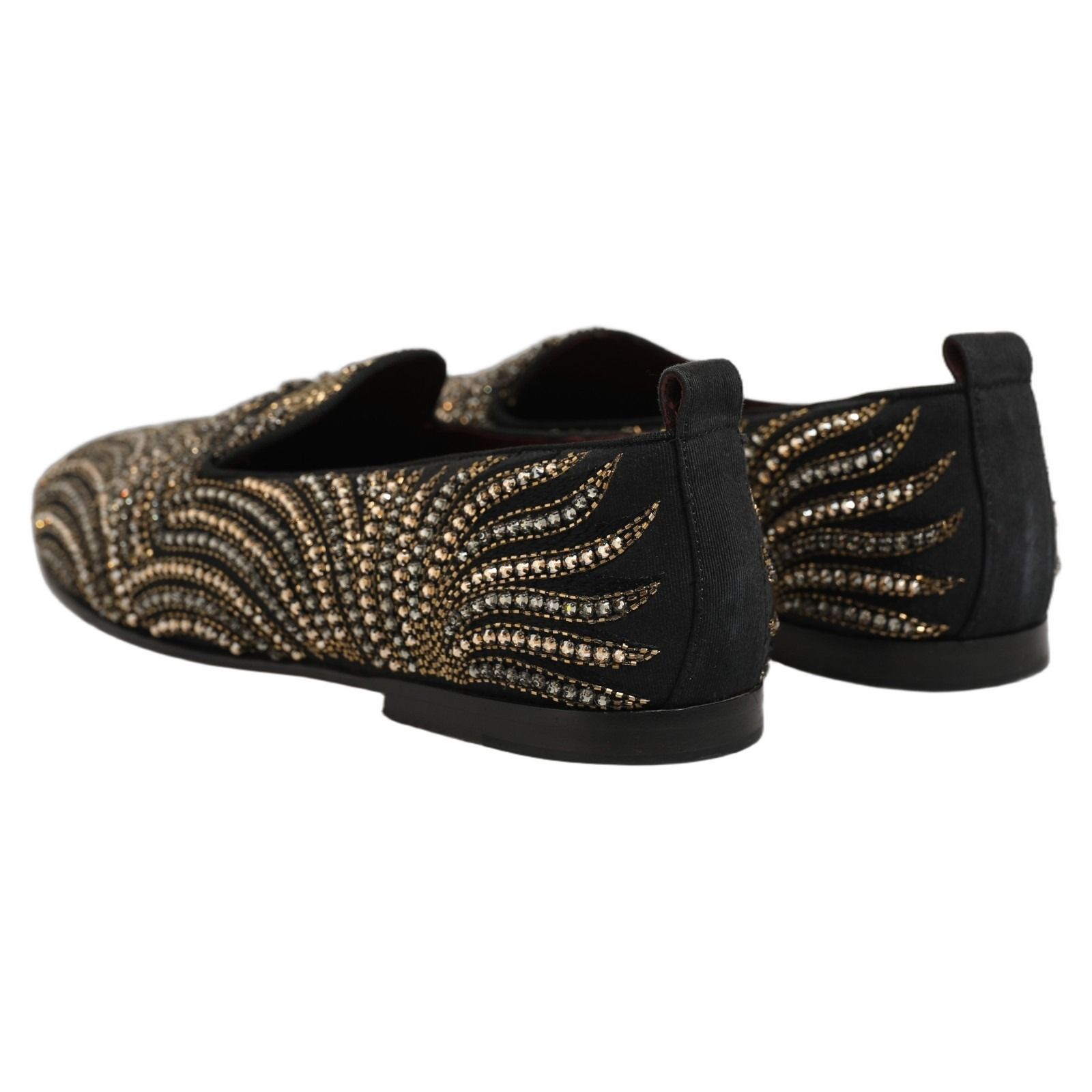 Black Gold Embellished Slippers Loafers Men's Shoes (Pre-Owned) - Dolce & Gabbana - Modalova