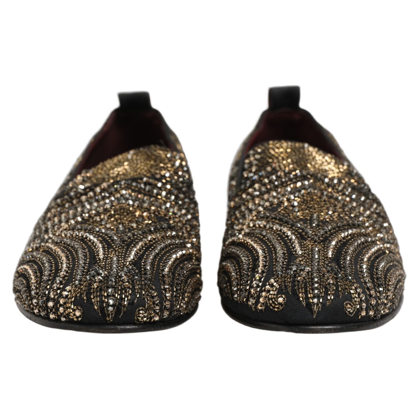 Black Gold Embellished Slippers Loafers Men's Shoes (Pre-Owned) - Dolce & Gabbana - Modalova