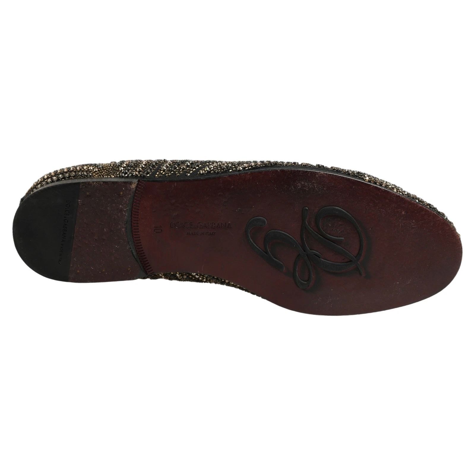 Black Gold Embellished Slippers Loafers Men's Shoes (Pre-Owned) - Dolce & Gabbana - Modalova
