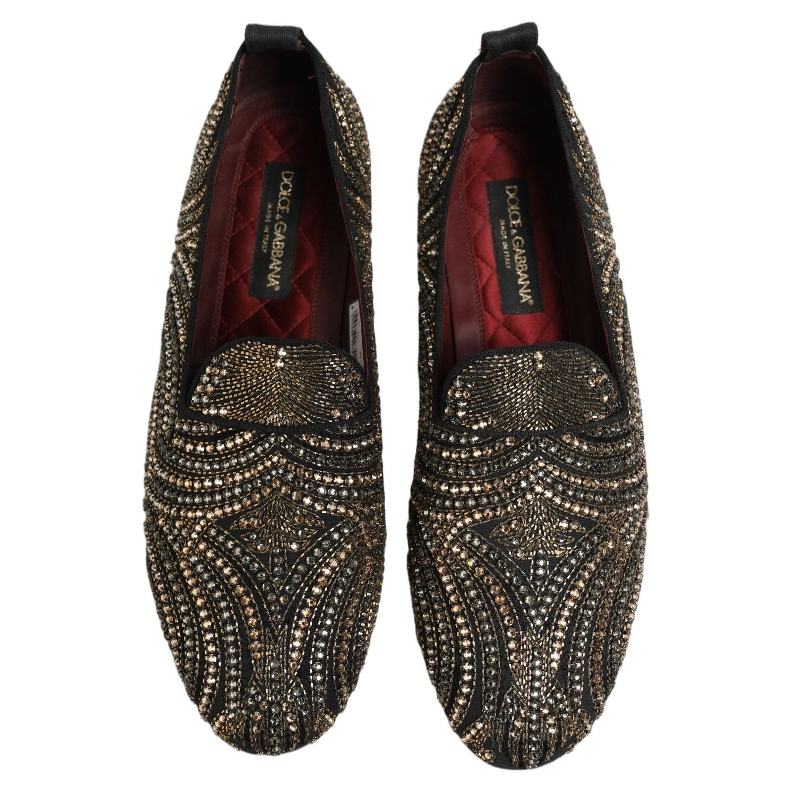Black Gold Embellished Slippers Loafers Men's Shoes (Pre-Owned) - Dolce & Gabbana - Modalova
