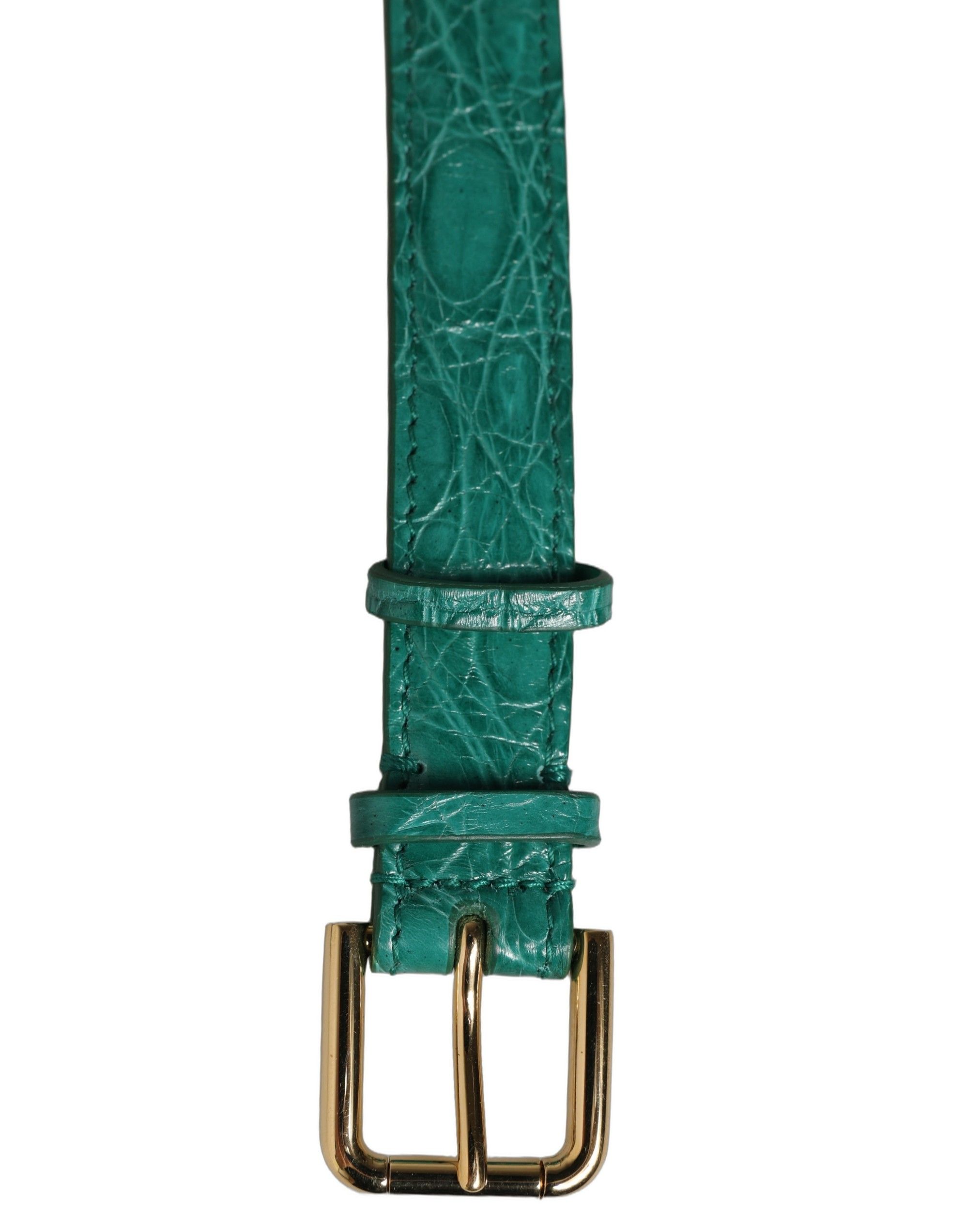 Green Embossed Leather Gold Buckle Belt Strap Women's Bracelet - Dolce & Gabbana - Modalova