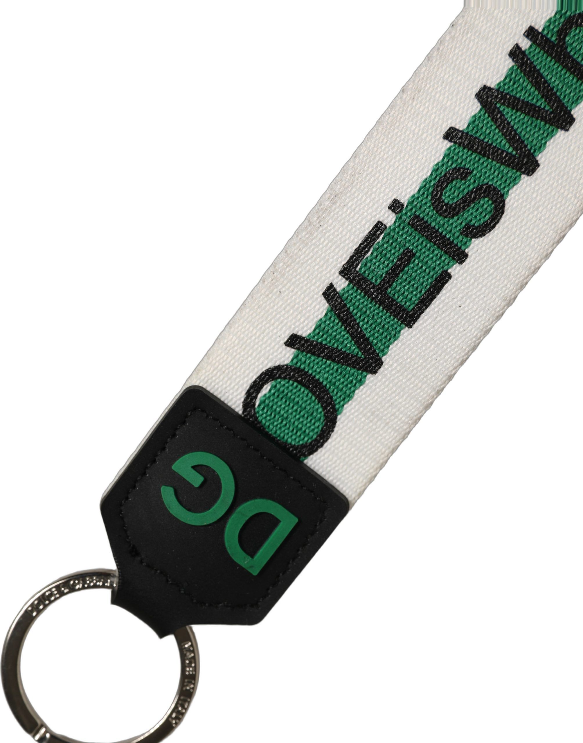 Green Logo Polyester Silver Brass Holder Keychain Women's Keyring (Pre-Owned) - Dolce & Gabbana - Modalova