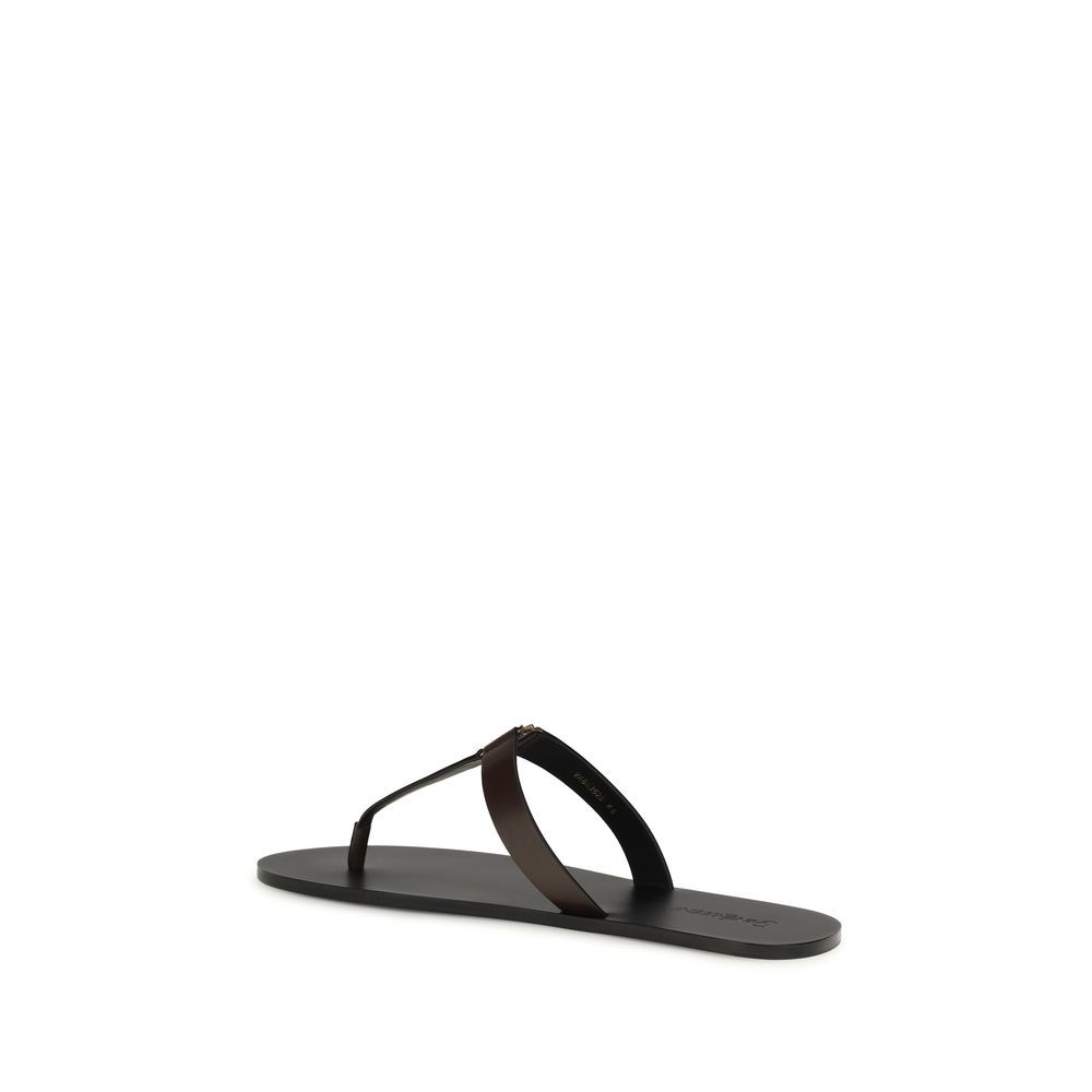 Calf Leather Bos Taurus Flat Men's Sandals - Saint Laurent - Modalova