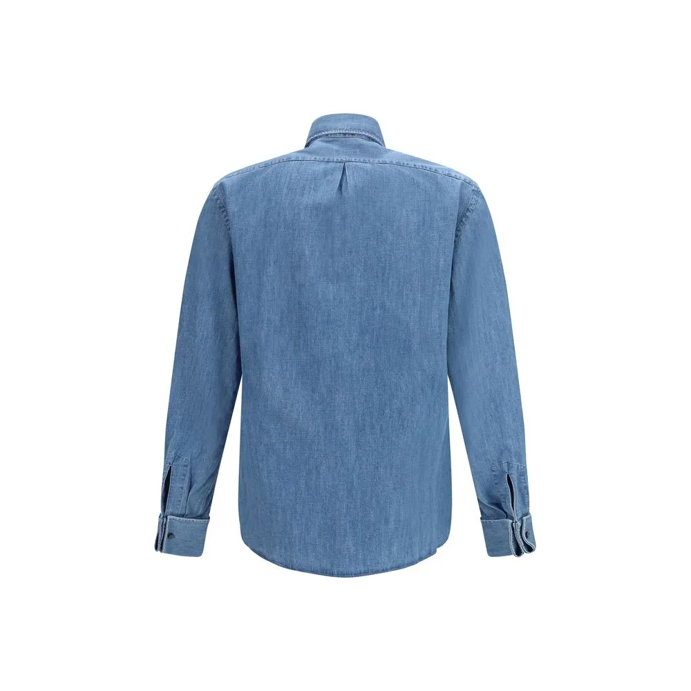 Denim Men's Shirt - Brunello Cucinelli - Modalova