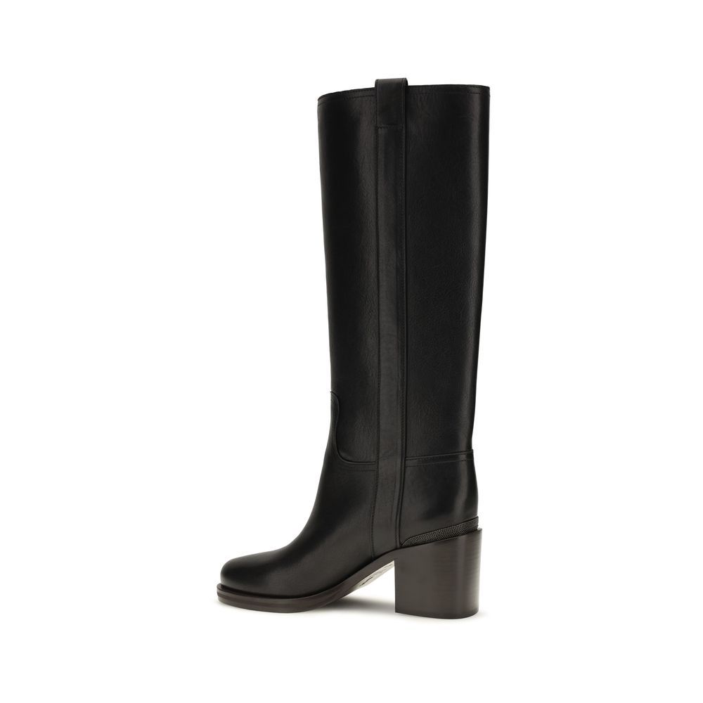 Calf Leather Bos Taurus High Heel Women's Boots - Brunello Cucinelli - Modalova