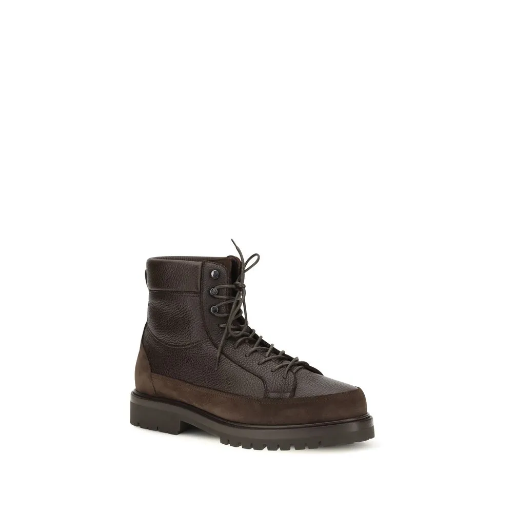 Calf Leather Bos Taurus Lace-Up Men's Boots - Brunello Cucinelli - Modalova