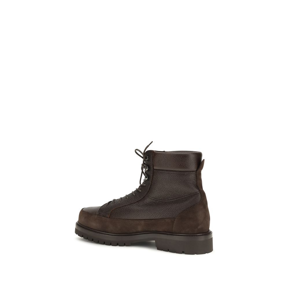Calf Leather Bos Taurus Lace-Up Men's Boots - Brunello Cucinelli - Modalova