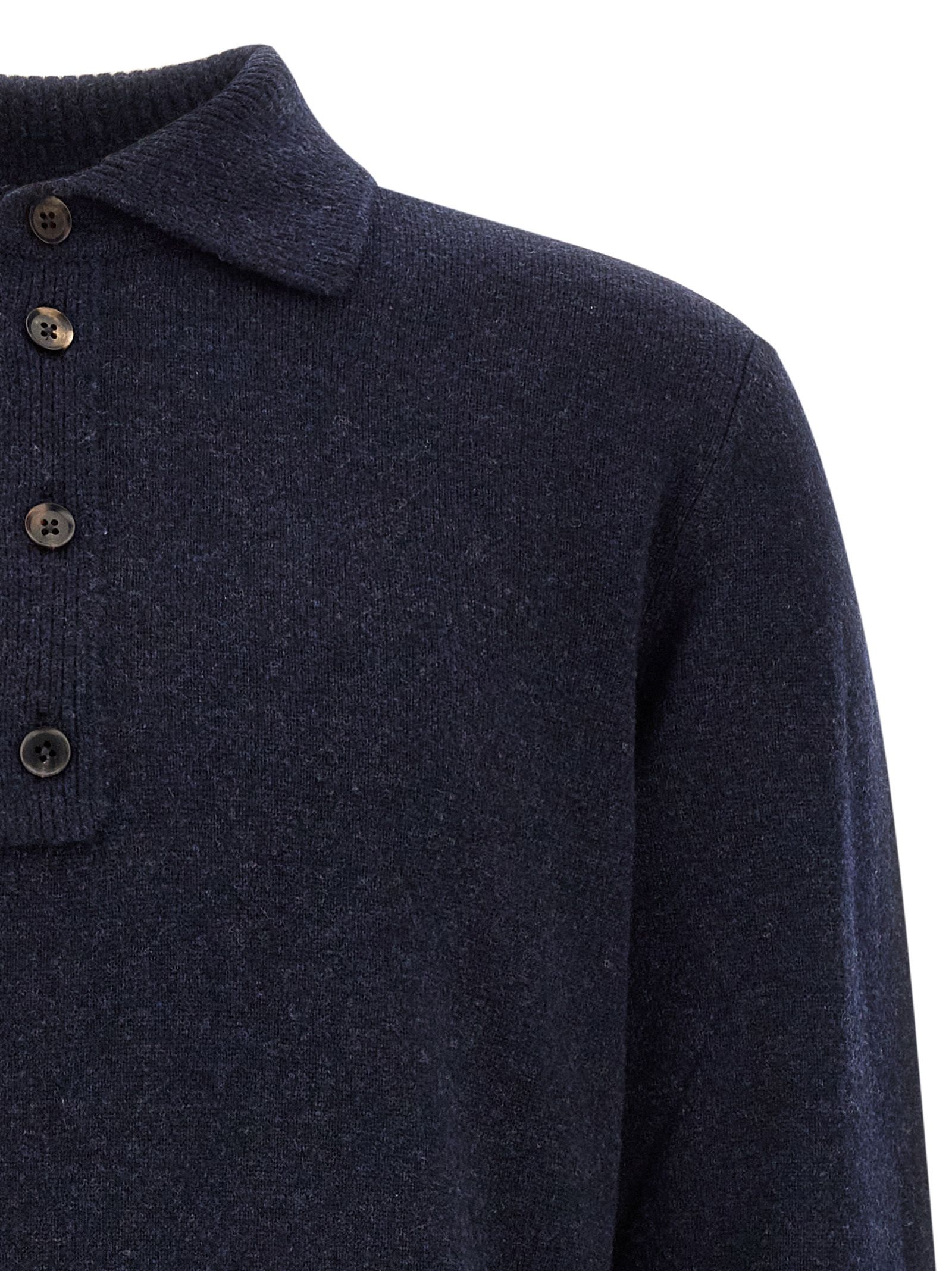 ZEGNA Blue Wool Polo Men's Shirt - ZEGNA - Modalova