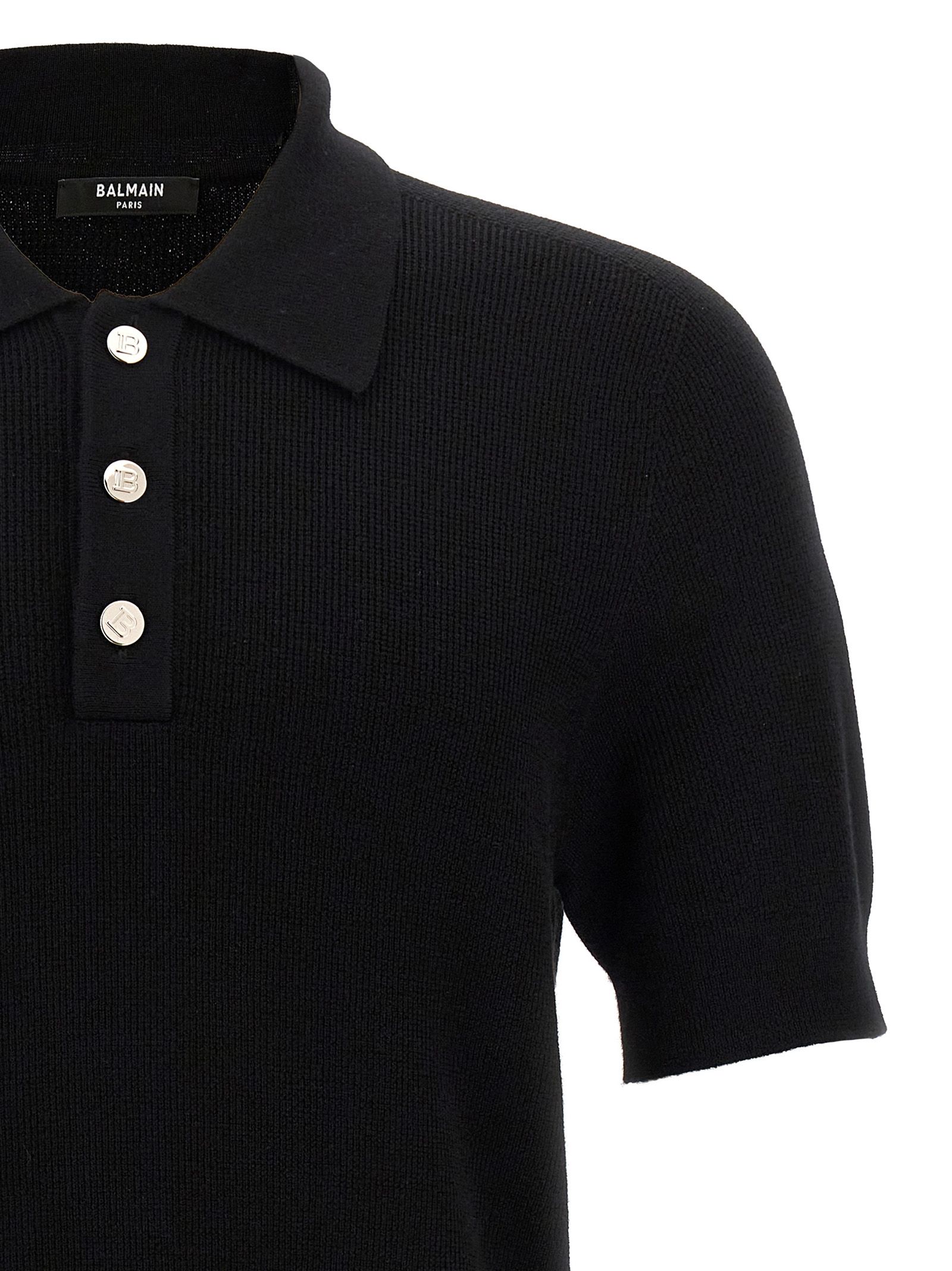 Merino Wool Polo Men's Shirt - Balmain - Modalova