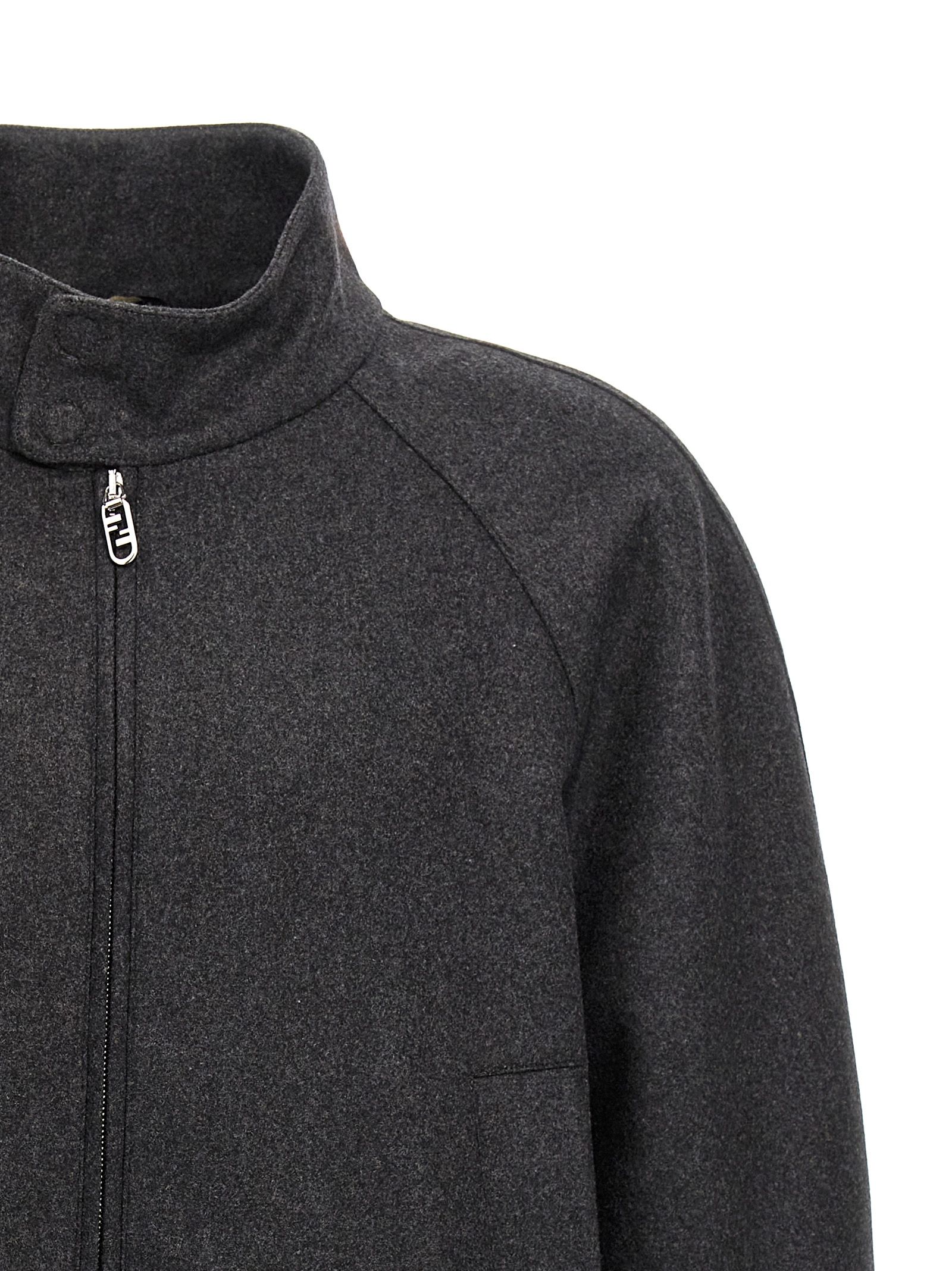 Fendi Gray Cashmere Men's Jacket - Fendi - Modalova