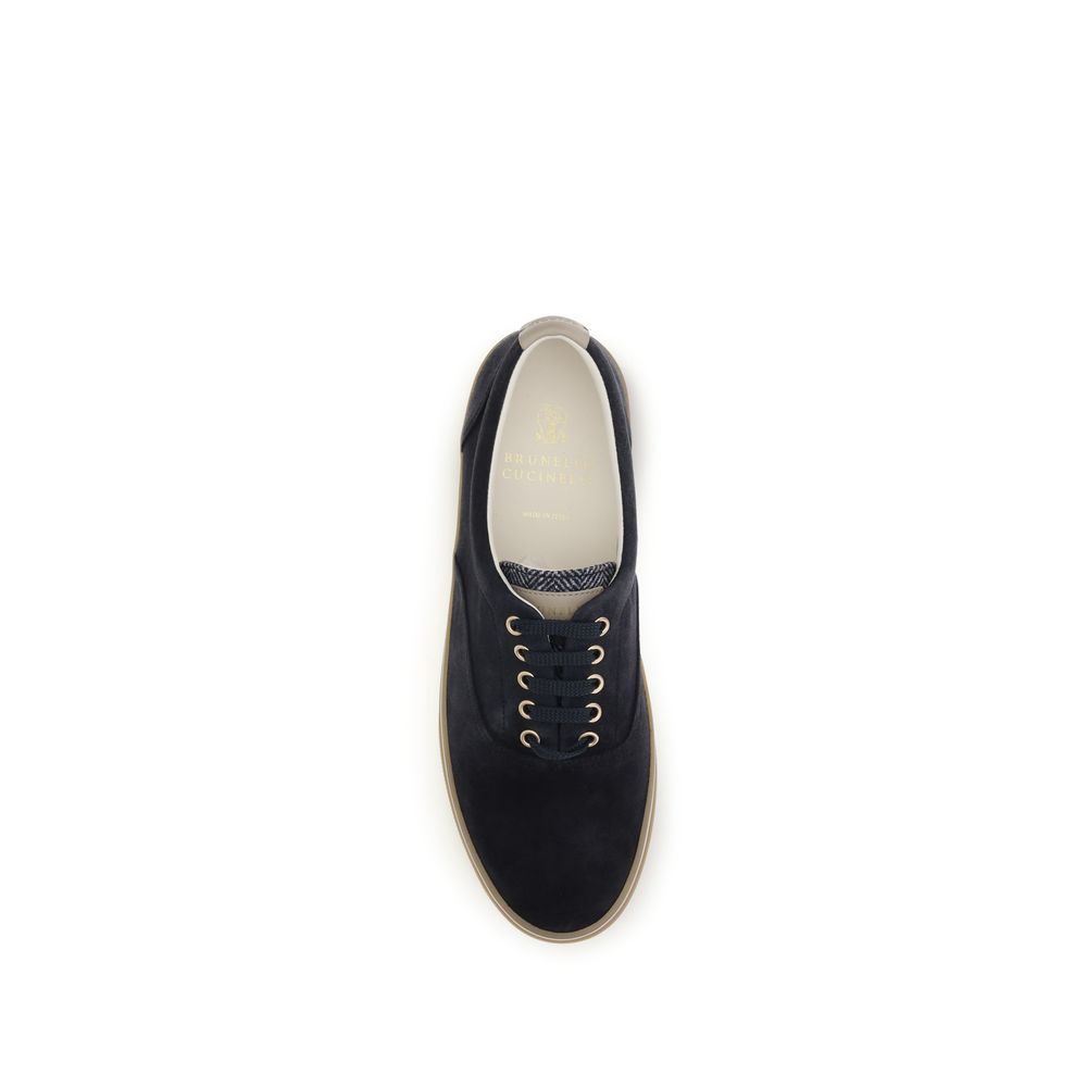 Suede Leather Low Top Men's Sneakers - Brunello Cucinelli - Modalova