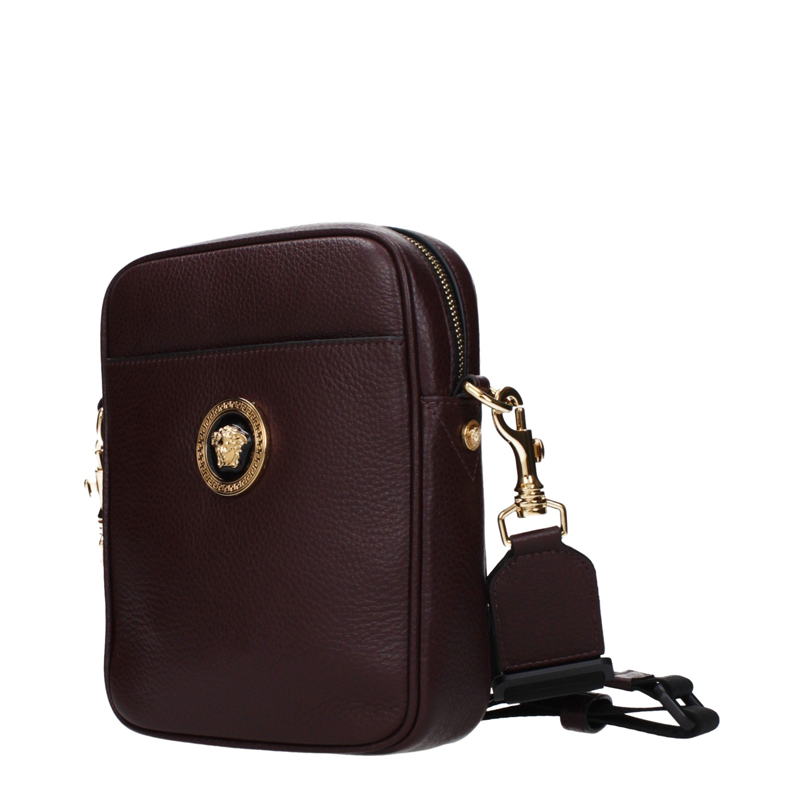 Leather Crossbody Men's Bag - Versace - Modalova