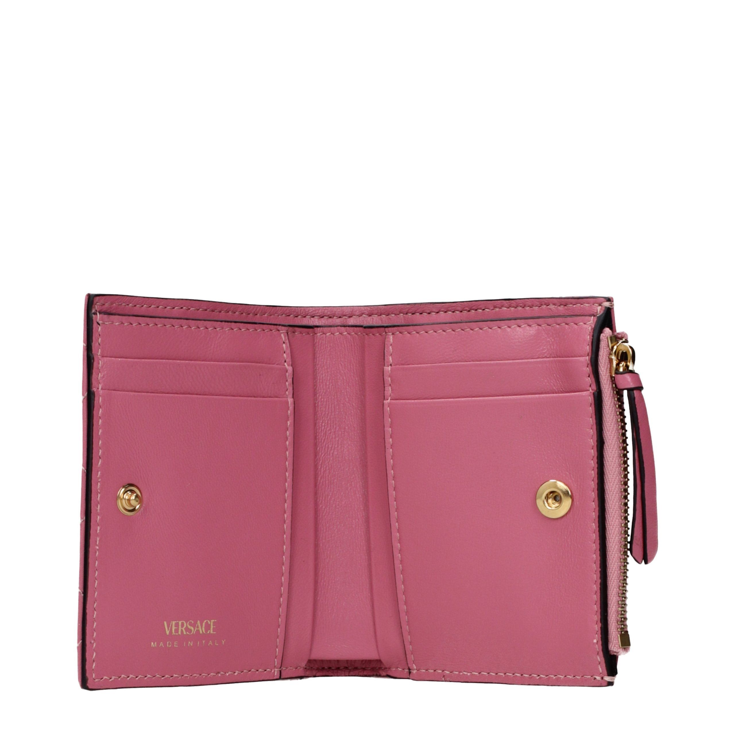 Versace Pink Leather Women's Wallet - Versace - Modalova
