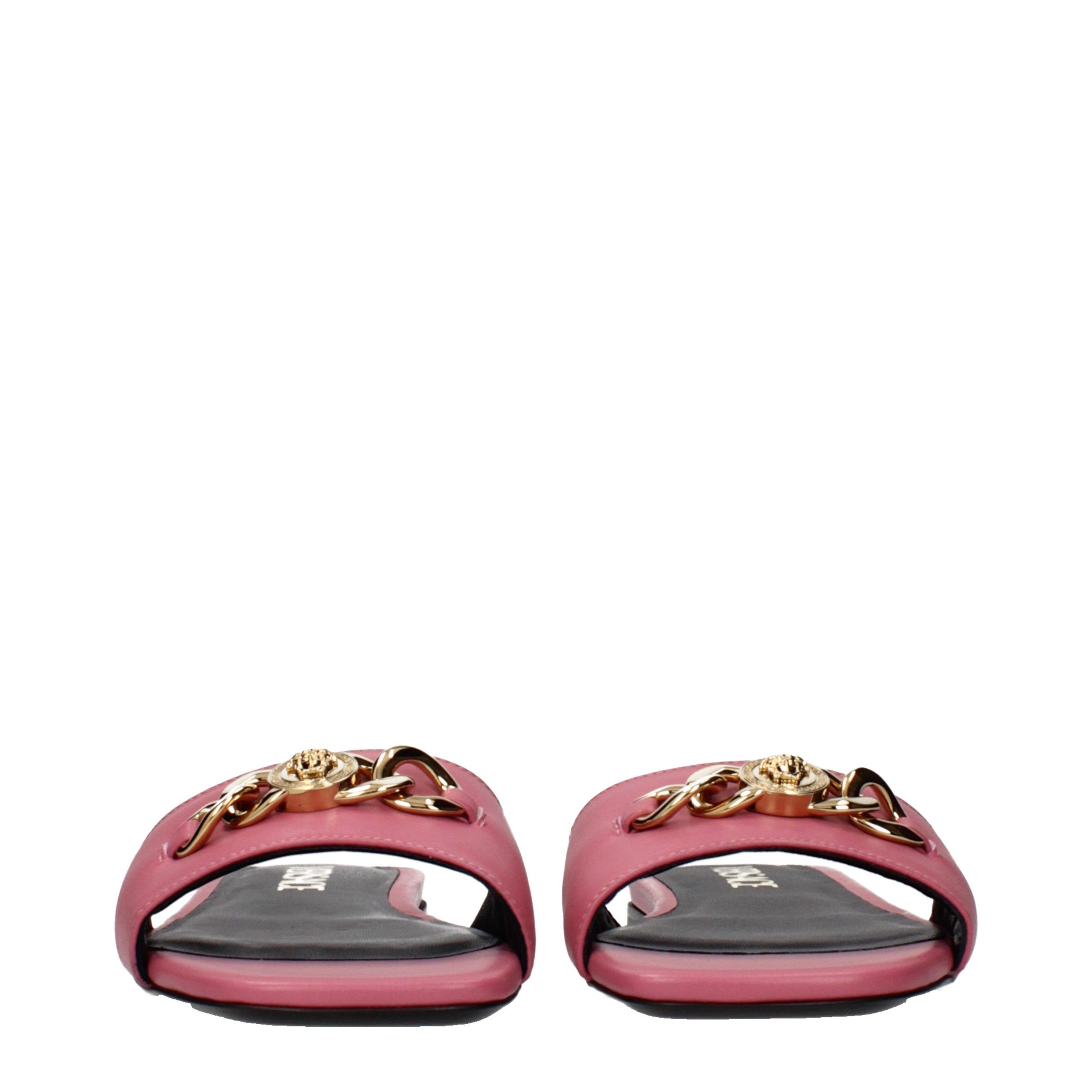 Leather Women's Slippers - Versace - Modalova