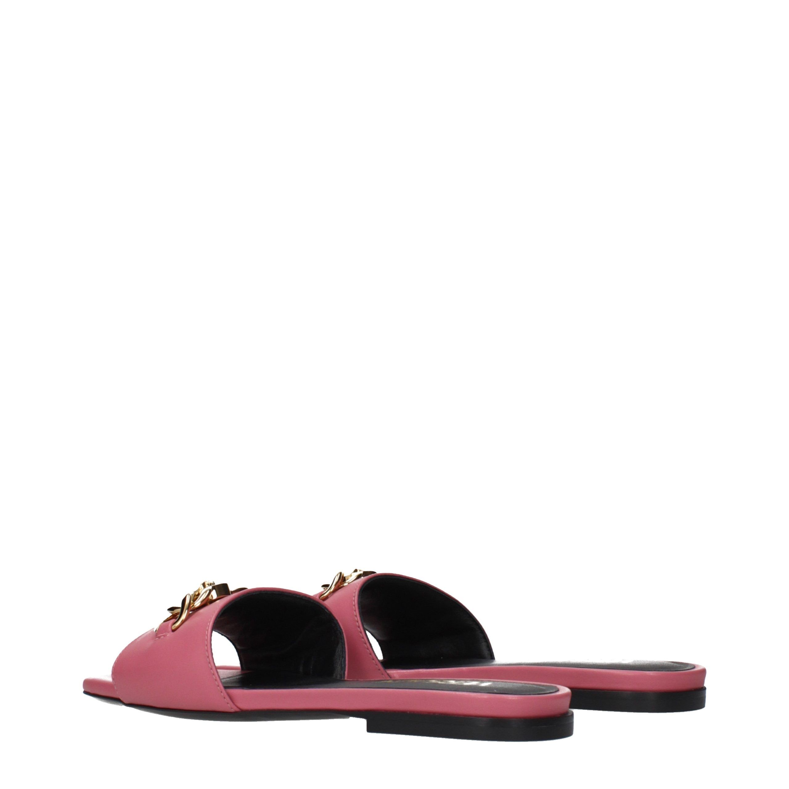 Leather Women's Slippers - Versace - Modalova