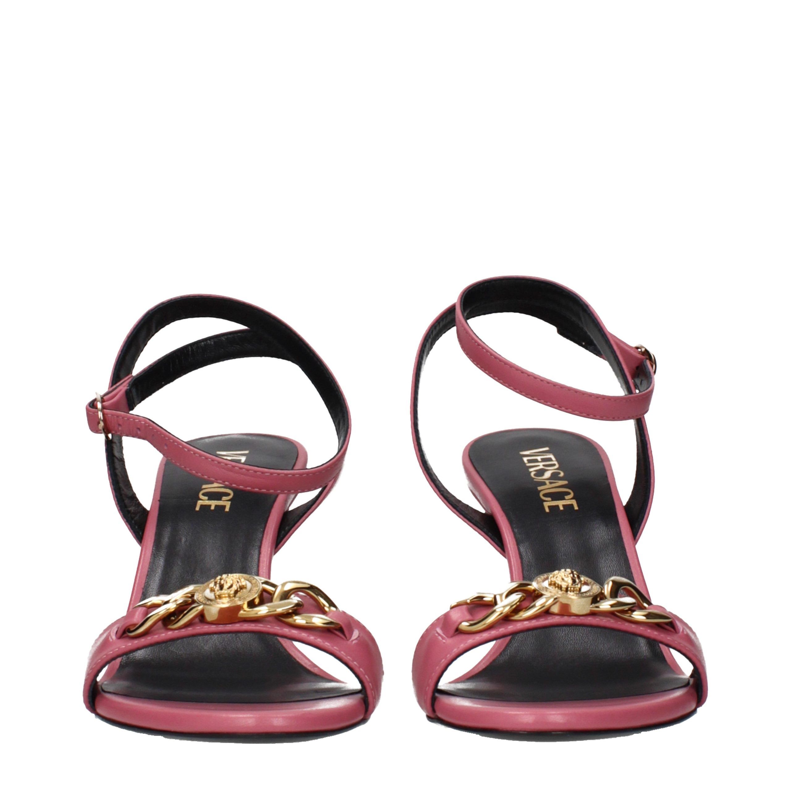 Leather Stiletto Heel Women's Sandals - Versace - Modalova