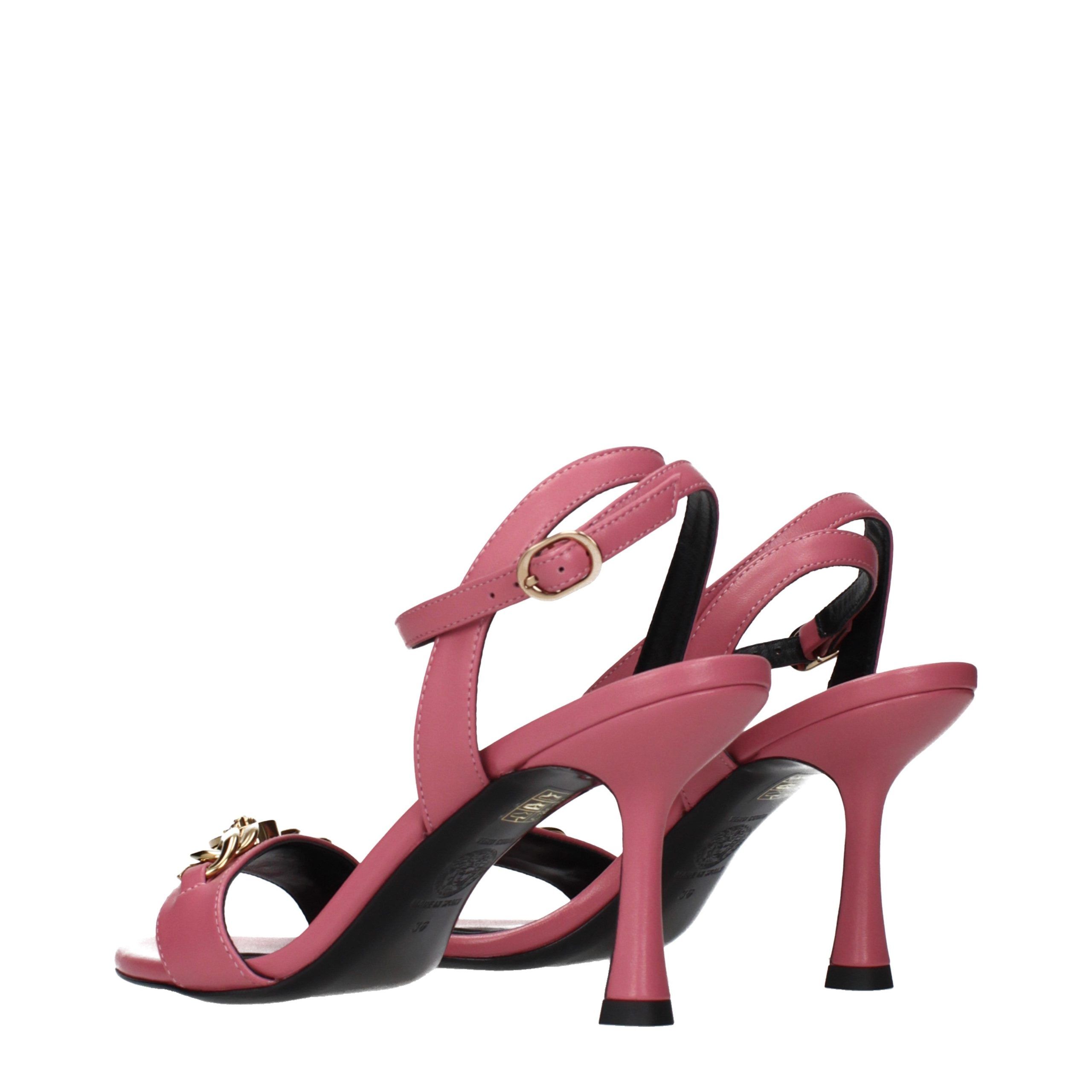 Leather Stiletto Heel Women's Sandals - Versace - Modalova