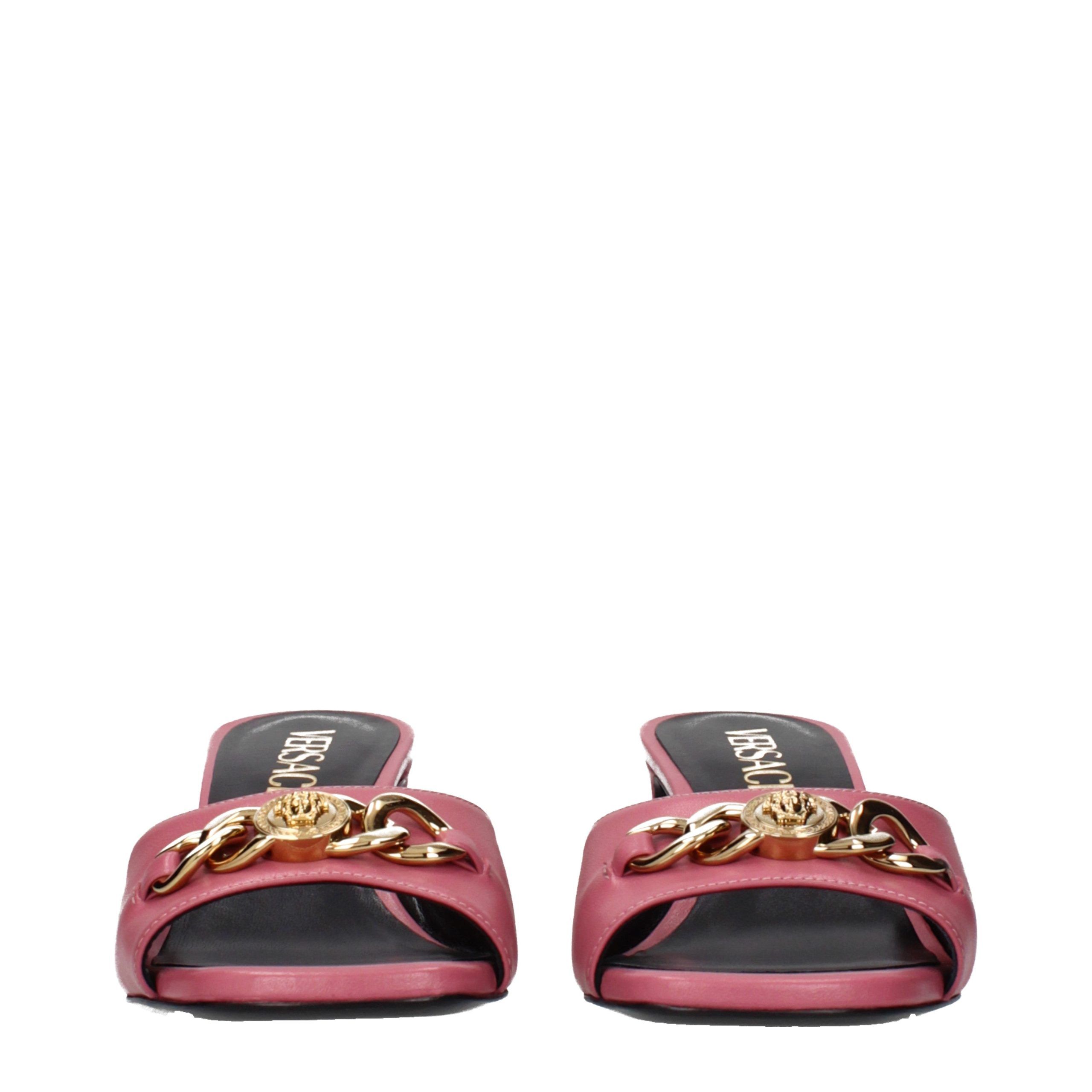 Leather Flat Women's Sandals - Versace - Modalova