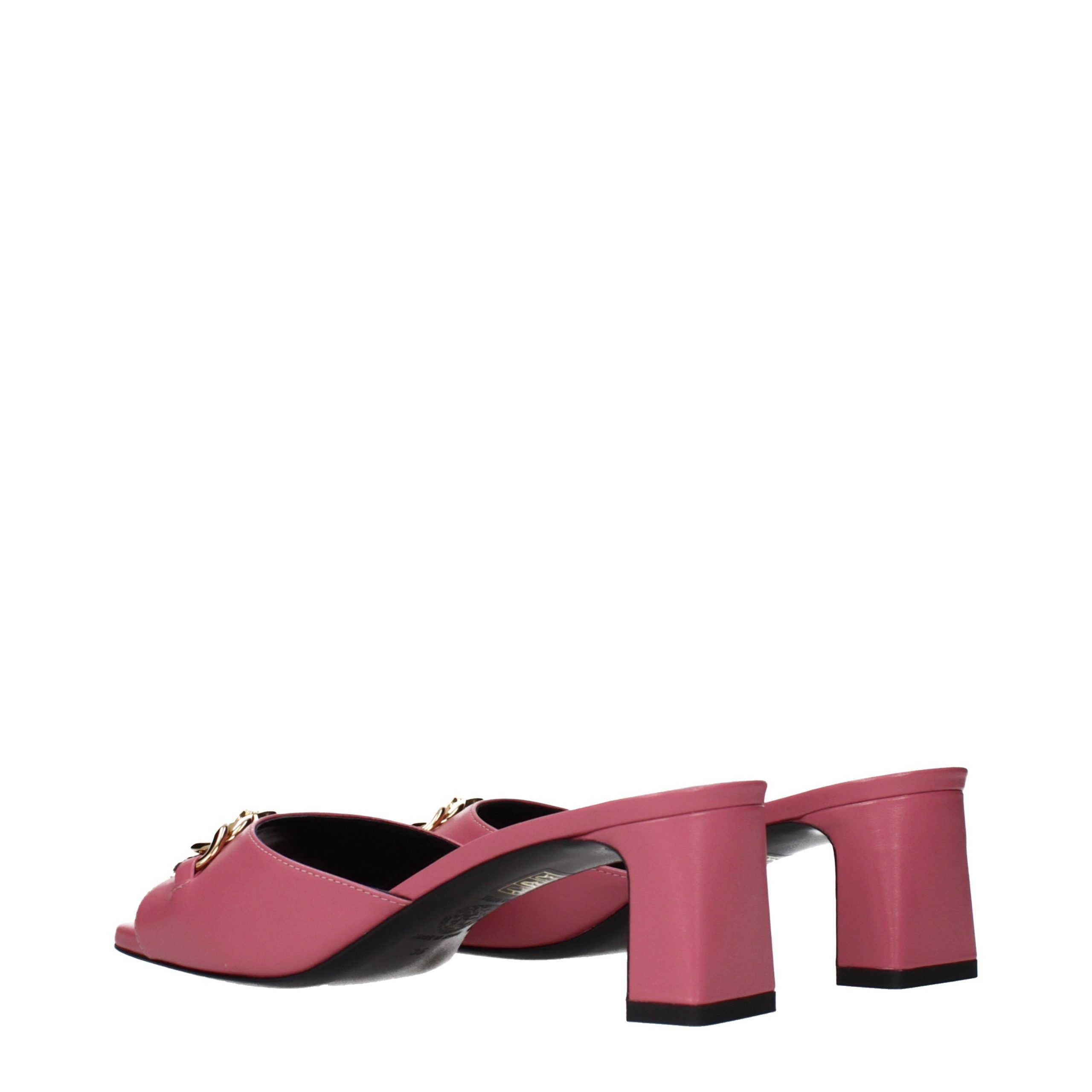 Leather Flat Women's Sandals - Versace - Modalova
