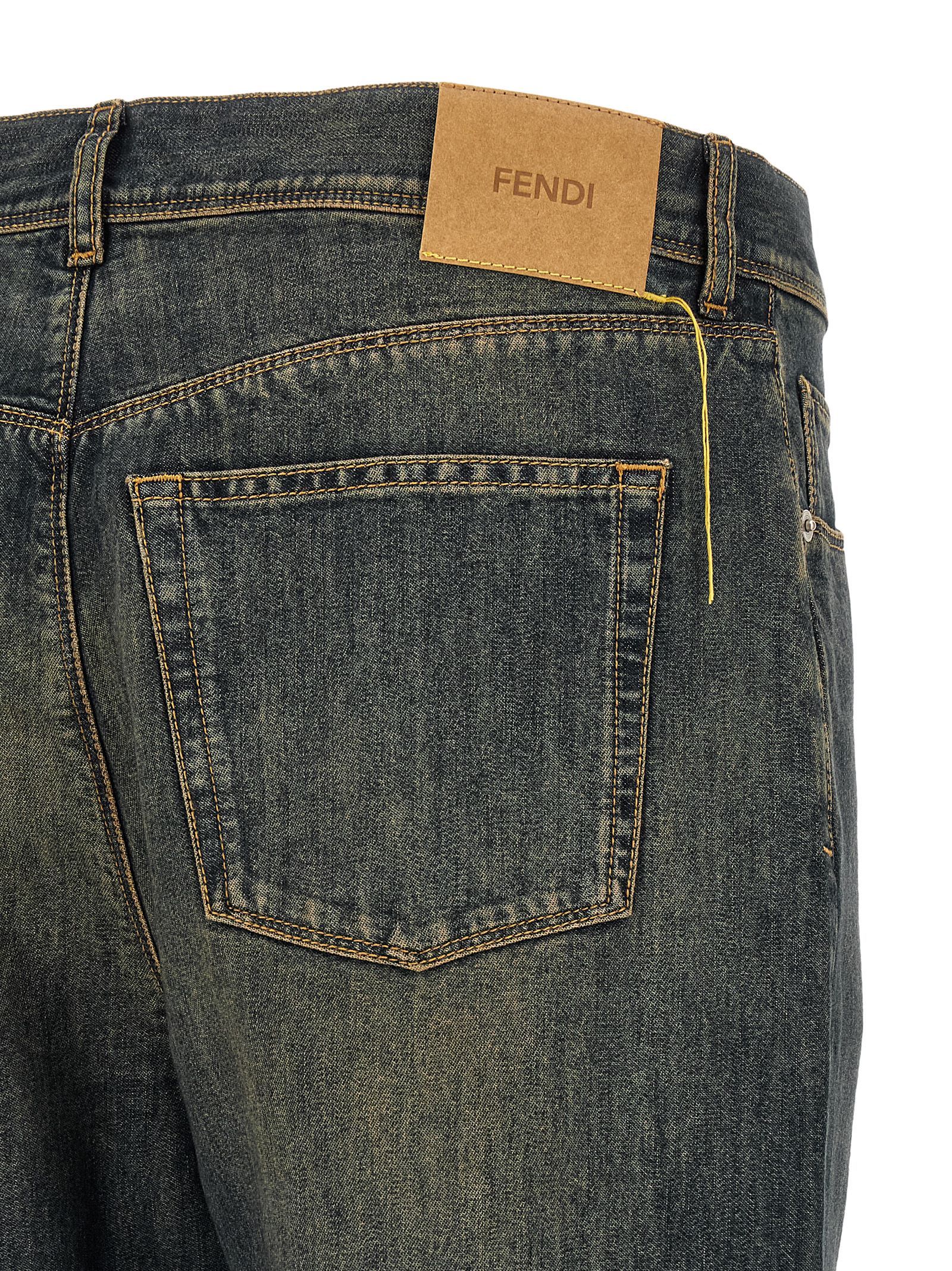 Cotton Straight-Leg Men's Jeans - Fendi - Modalova