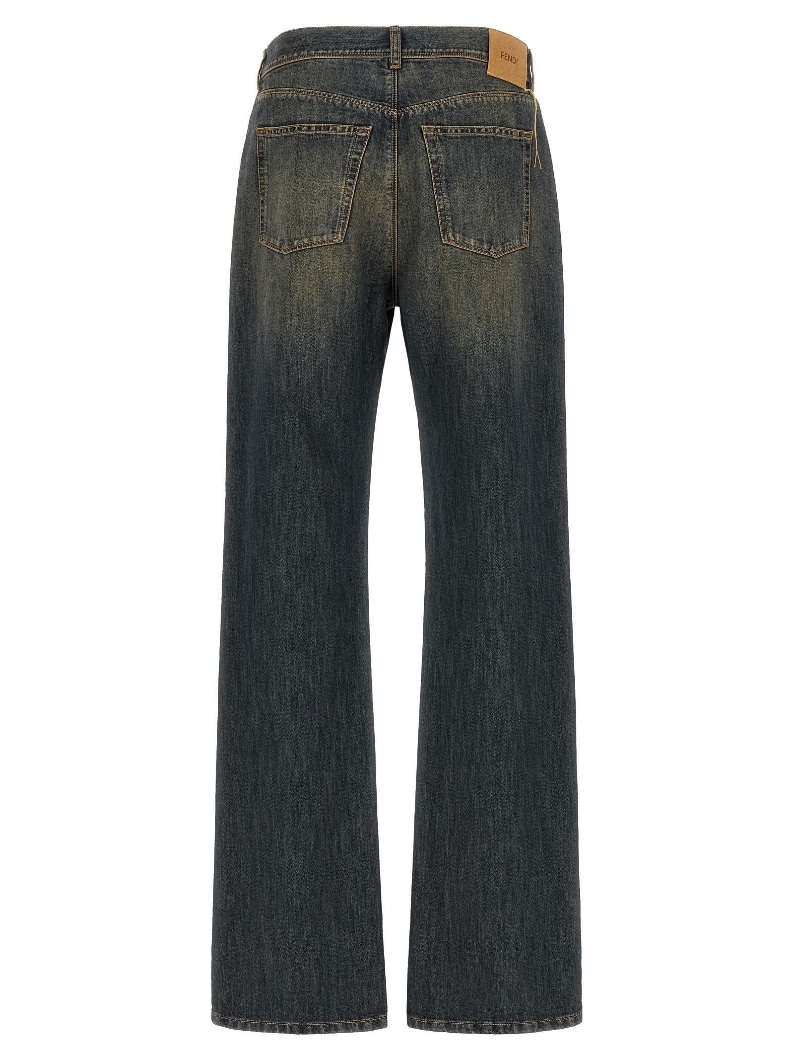Cotton Straight-Leg Men's Jeans - Fendi - Modalova