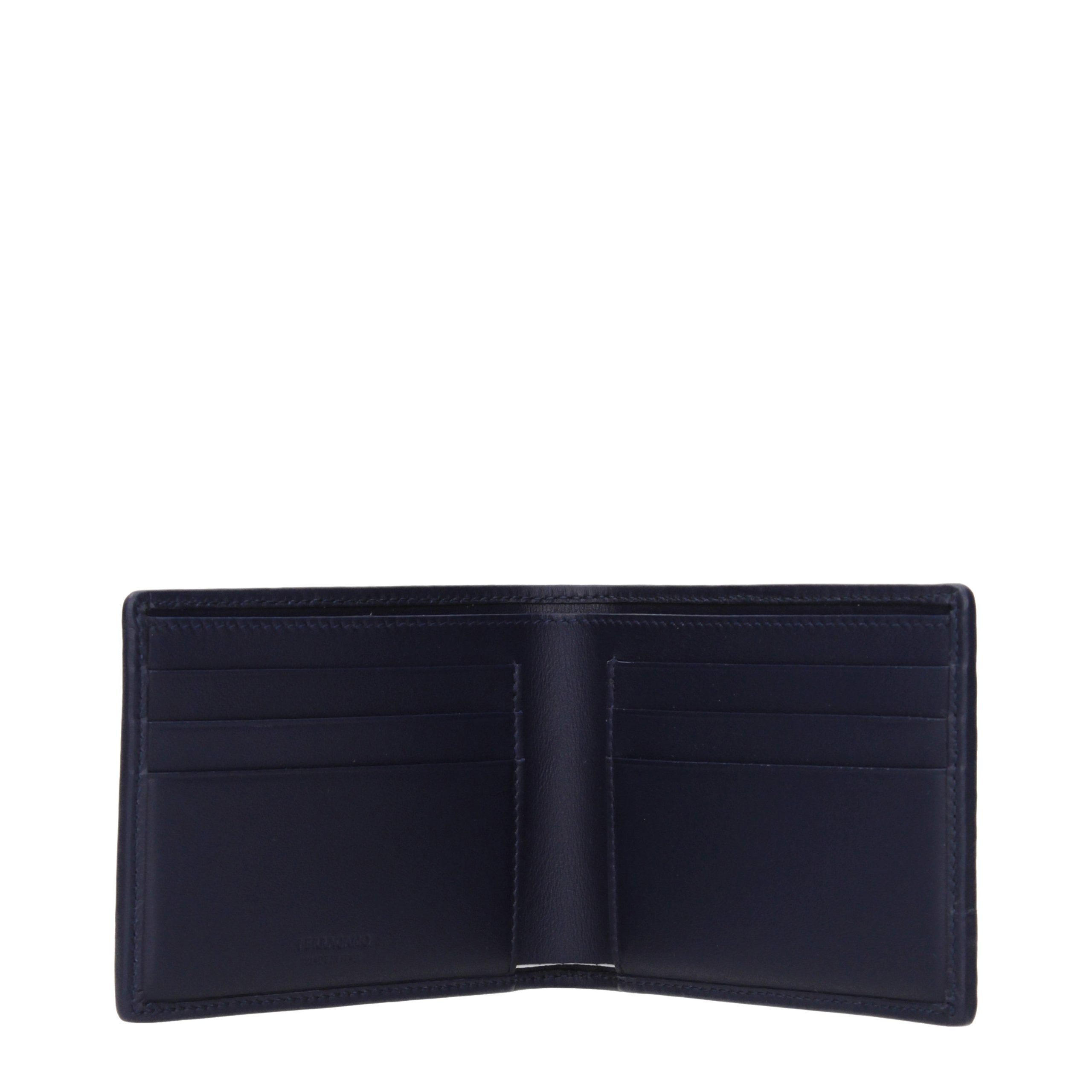 Ferragamo Blue Leather Men's Wallet - Ferragamo - Modalova