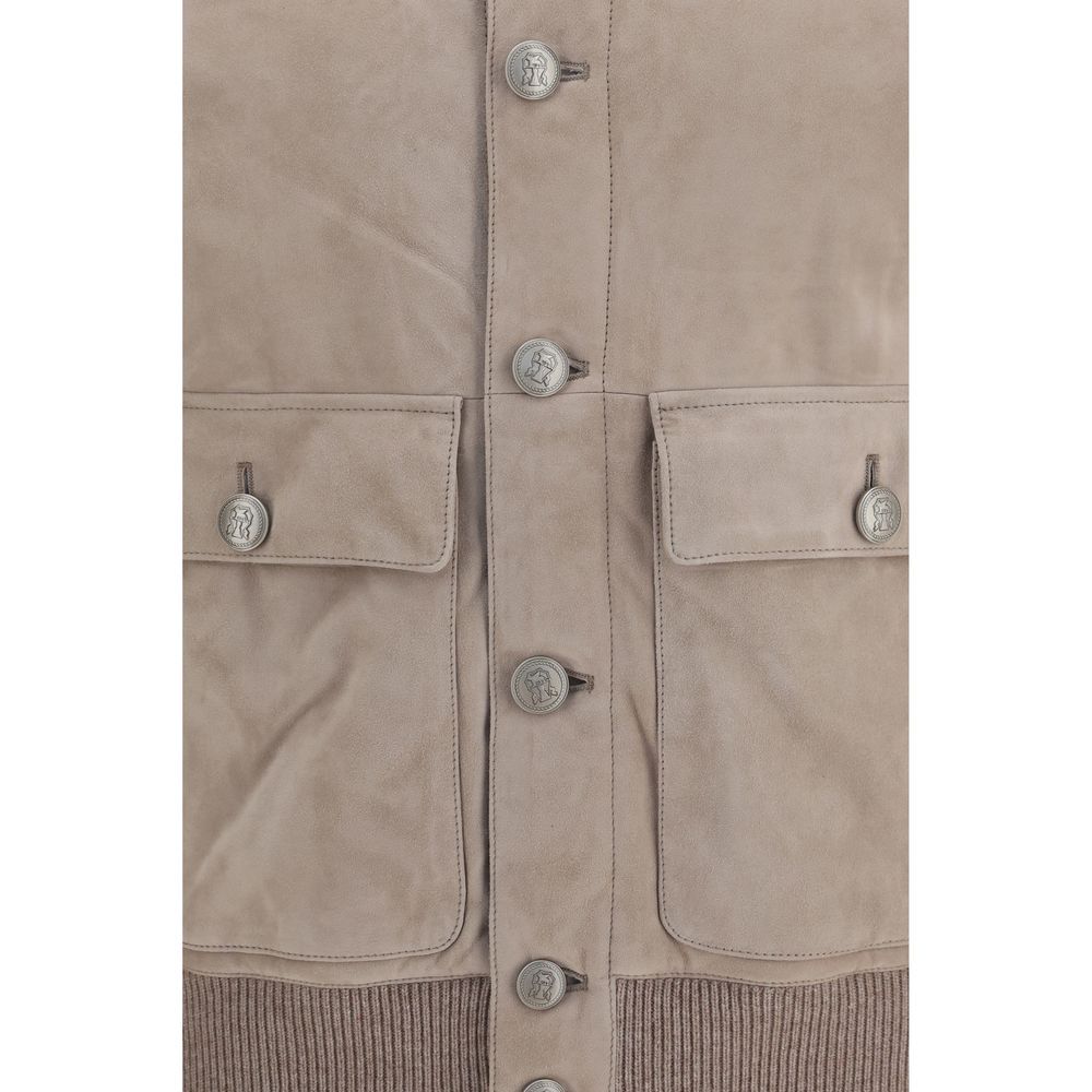 Calf Leather Bos Taurus Full-Length Men's Jacket - Brunello Cucinelli - Modalova