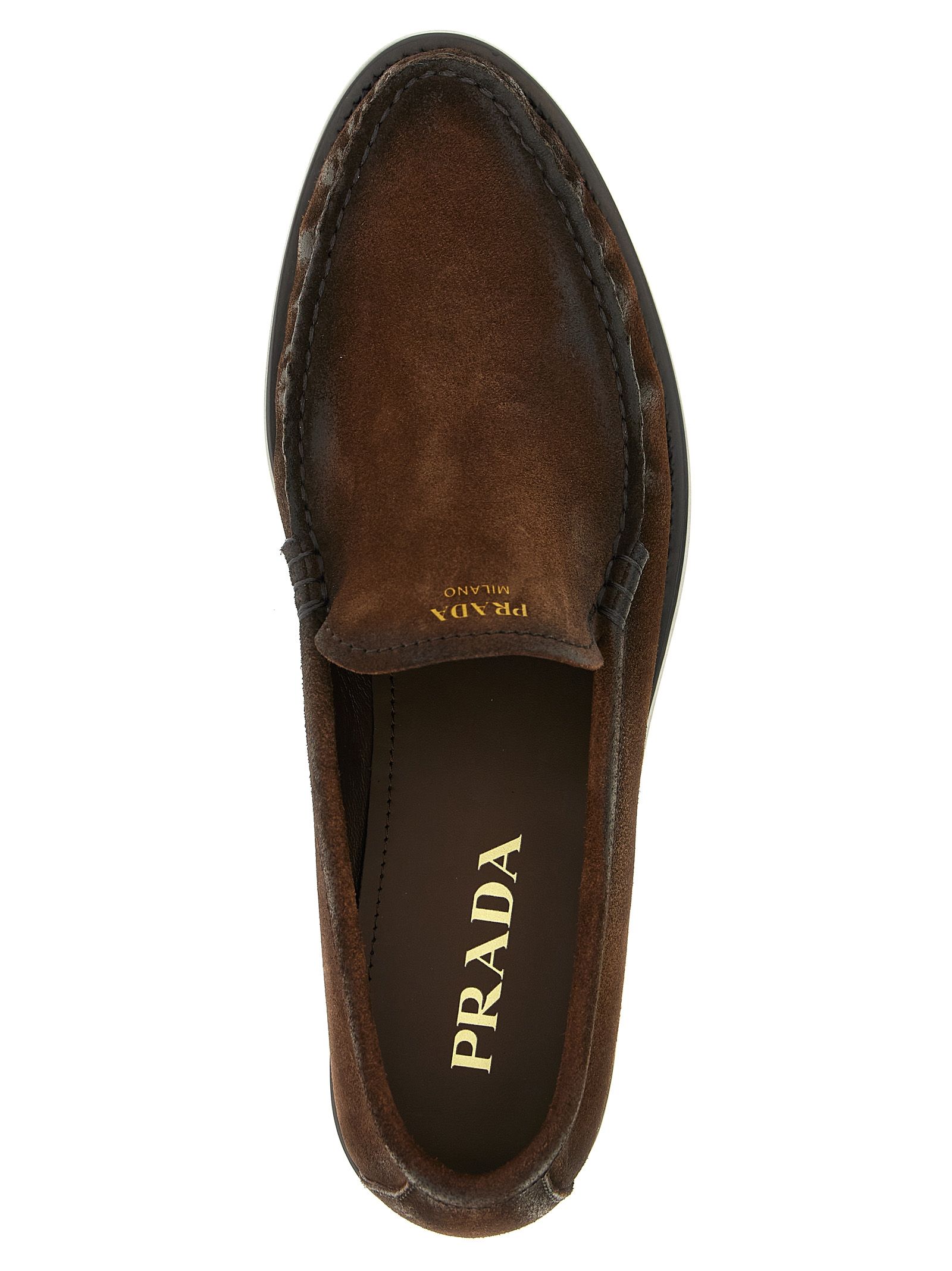 Calfskin Slip-On Women's Loafers - Prada - Modalova
