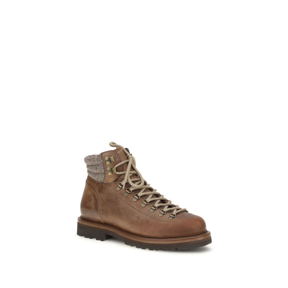 Calf Leather Bos Taurus Lace-Up Men's Boots - Brunello Cucinelli - Modalova